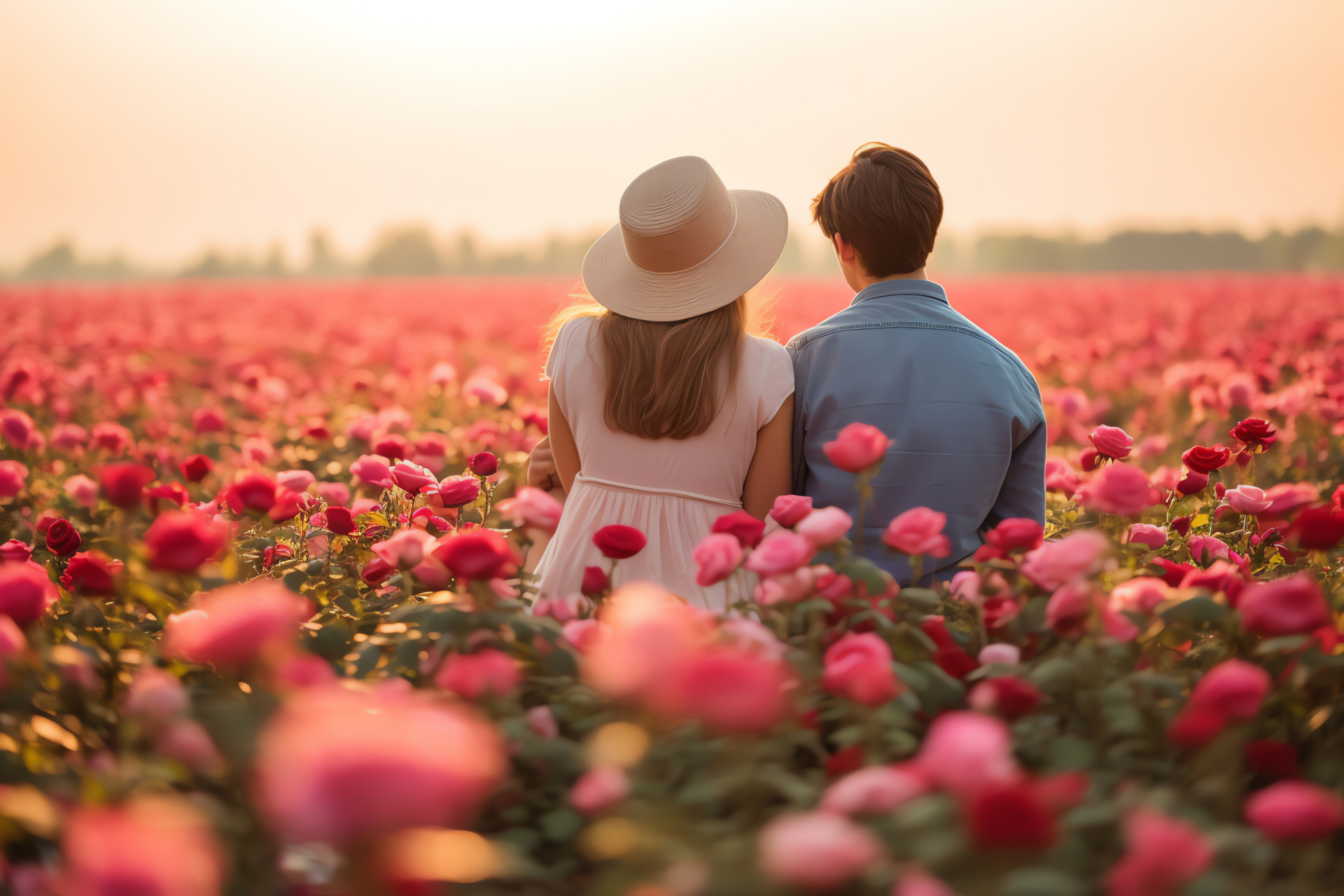 Valentine picnic, Spring blooms, Floral love, Rose bouquet, Outdoor romance, HD Desktop Image