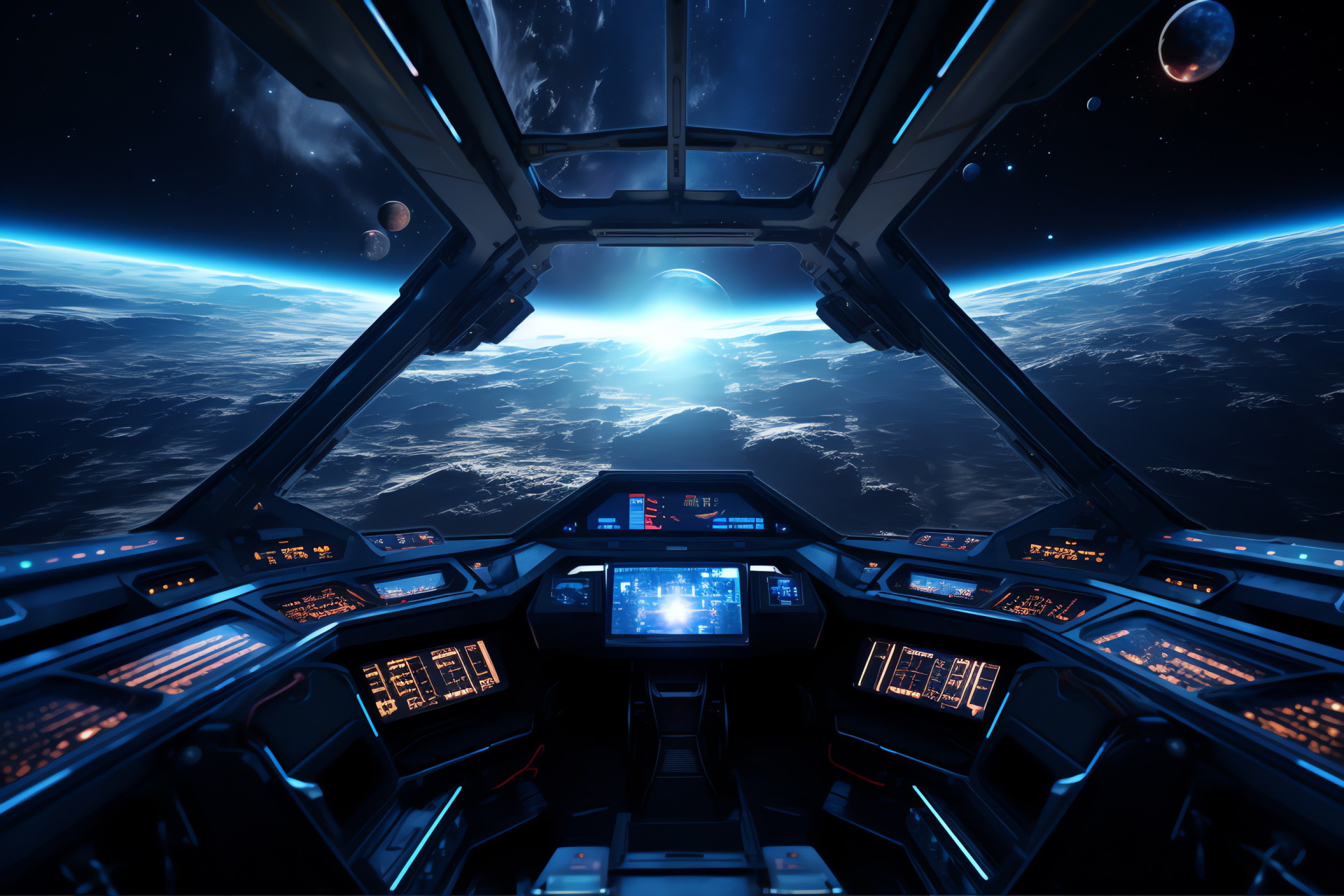 Command module, Deep space blues, Galactic exploration, Navigator's perch, Star-filled perspective, HD Desktop Image