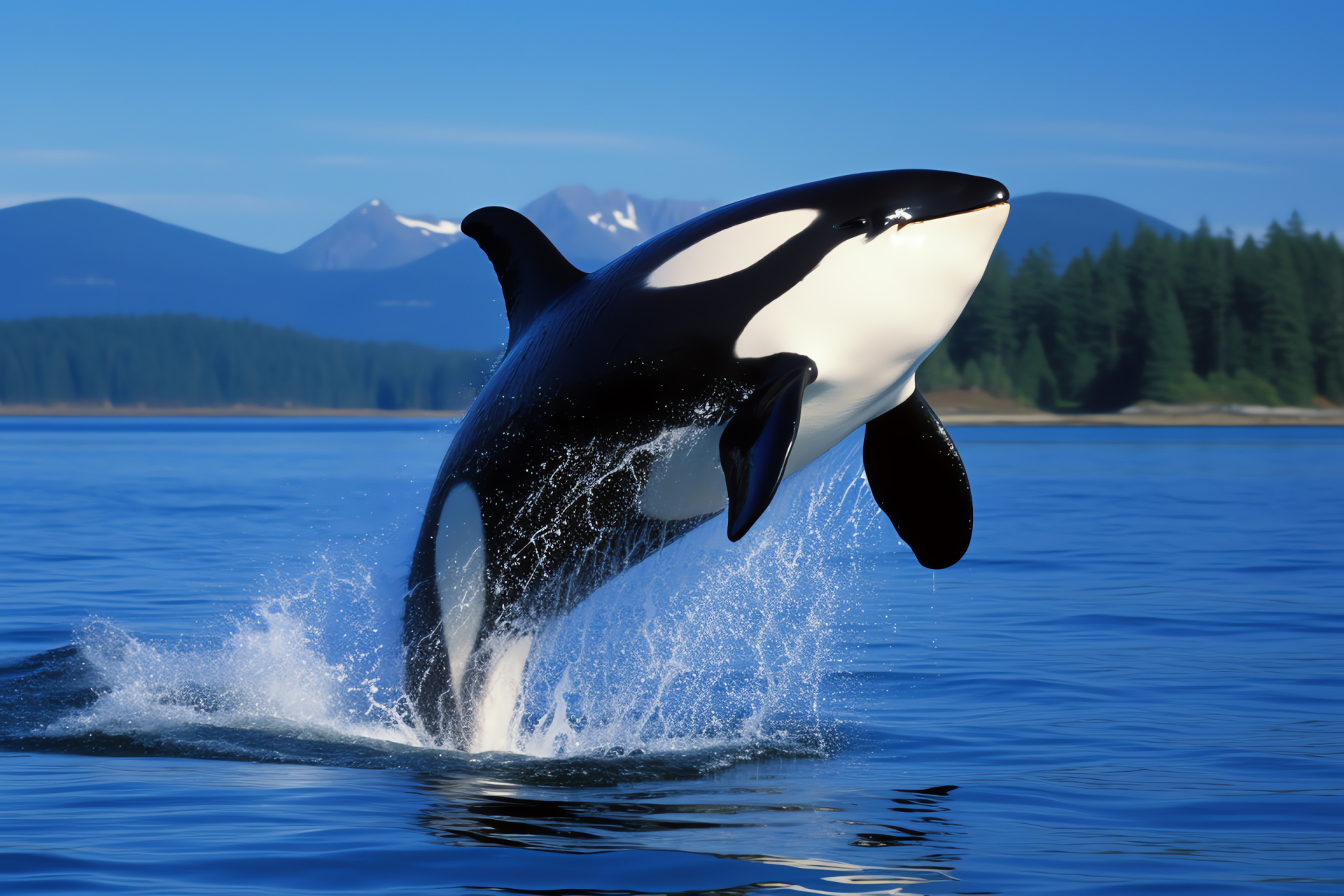 Oceanic mammal, dorsal feature, large fluke, marine agility, hydrodynamic form, HD Desktop Wallpaper