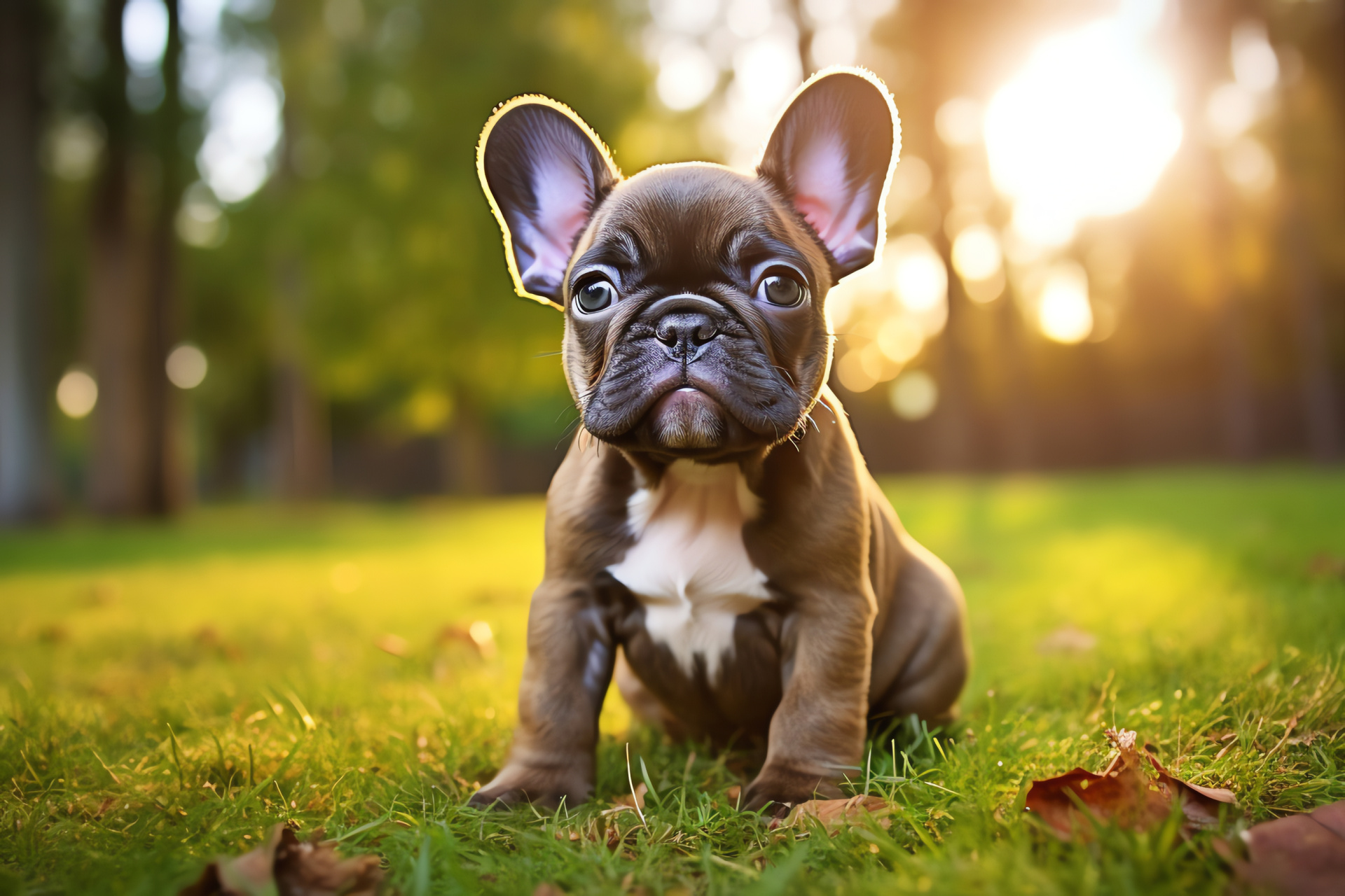 French Bulldog breed, Bulldog's round eyes, Cream brindle fur, Smooth fur texture, French Bulldog characteristic, HD Desktop Wallpaper