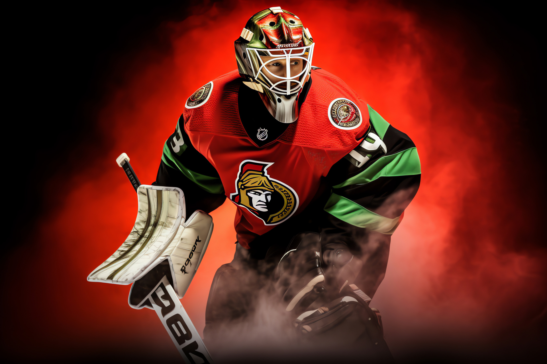 Craig Anderson of Senators, Goalkeeper presence, Physical fitness, Hockey athlete, Goalie gear, HD Desktop Wallpaper