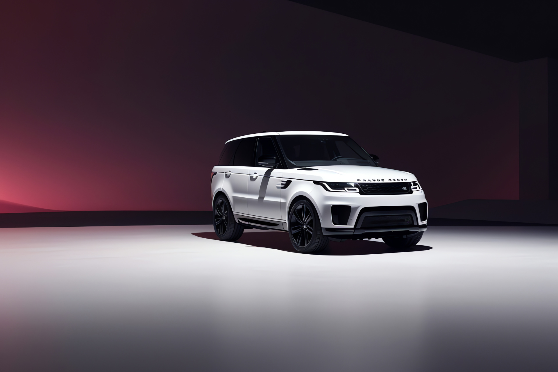 Range Rover Sport 2018, High-angle showcase, Monochrome elegance, Modern SUV, Design purity, Luxurious feel, HD Desktop Wallpaper