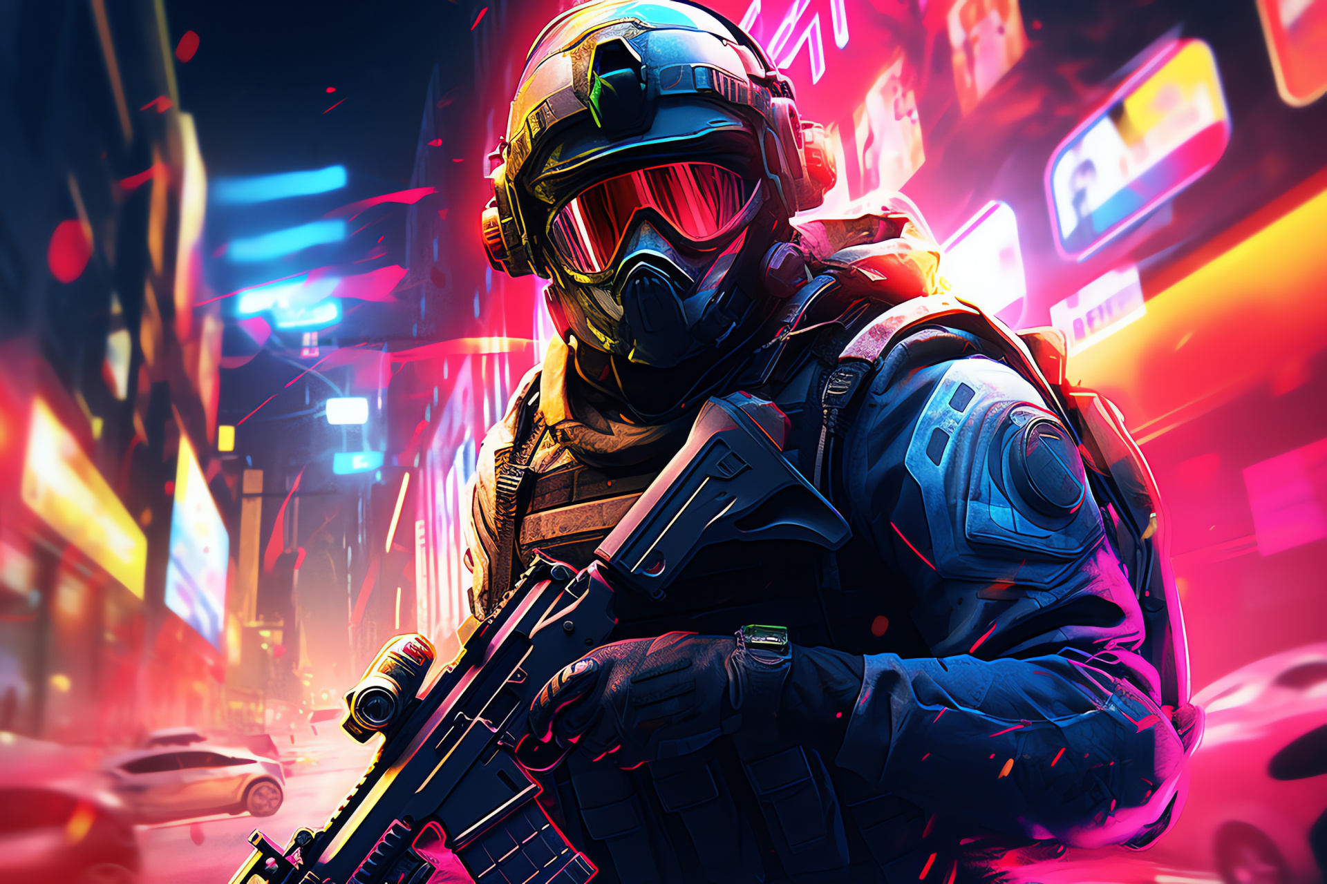 Point Blank 2018, Urban warfare scenario, Nighttime cityscape gaming, Skyscraper backdrop, Intense shooter action, HD Desktop Wallpaper
