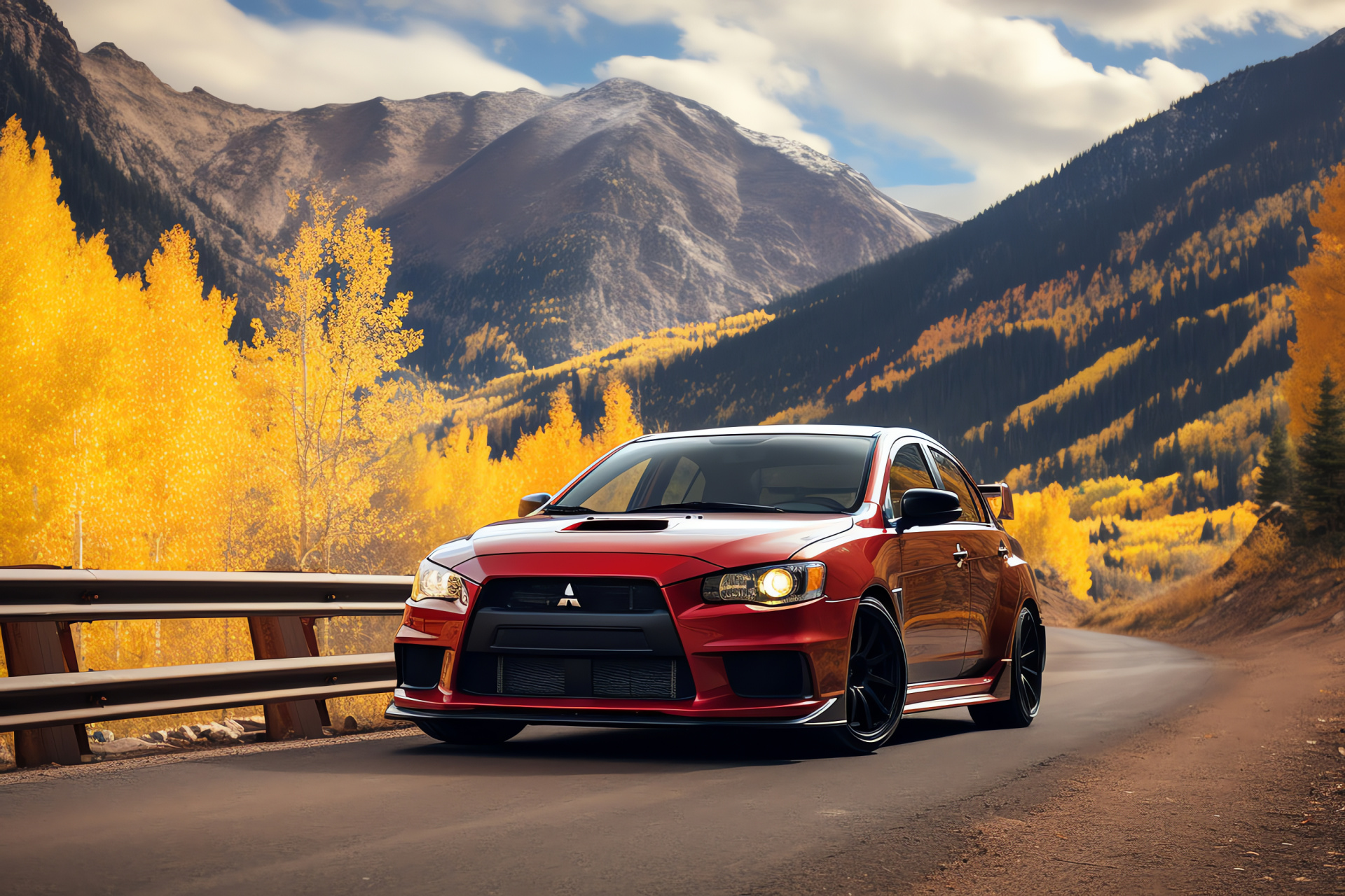 Veilside Mitsubishi Lancer Evolution, Colorado roads, Rally car agility, High-powered rally, Mountainous terrain handling, HD Desktop Image