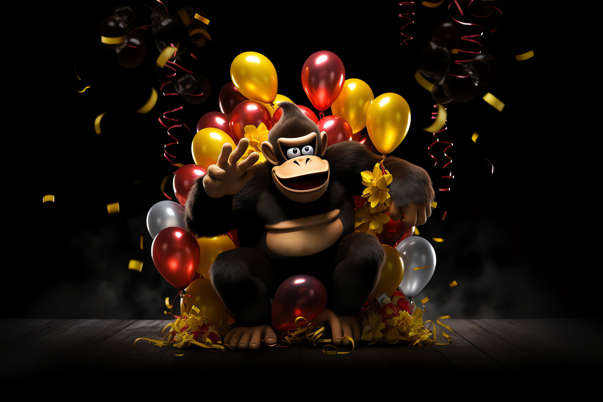 Donkey Kong character, Nintendo arcade classic, Jungle habitat, Banana hoard, Gaming nostalgia, HD Desktop Image