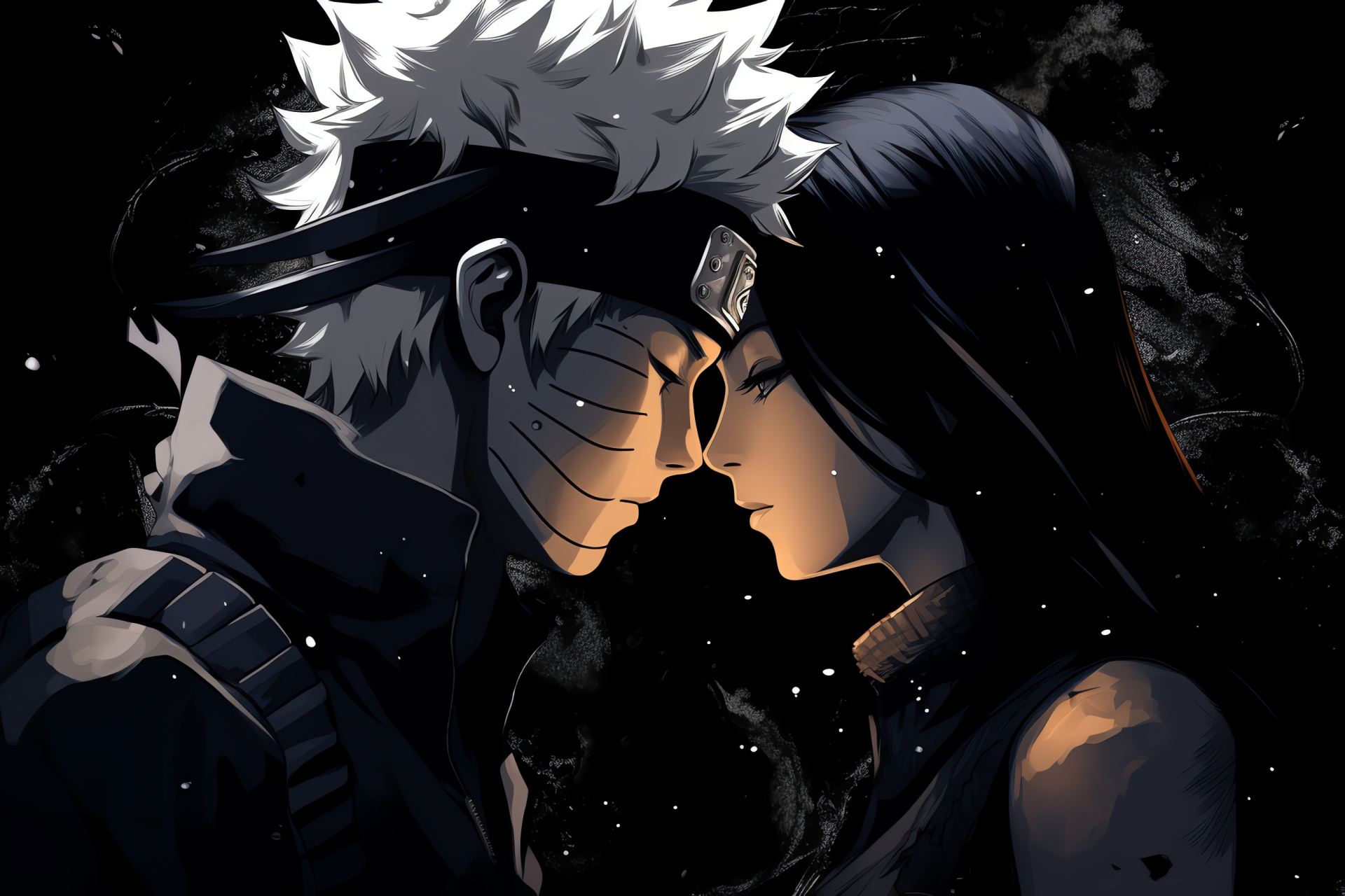 Naruto Uzumaki, Hinata Hyuga, Anime love scene, heartfelt affection, delicate emotion, HD Desktop Wallpaper