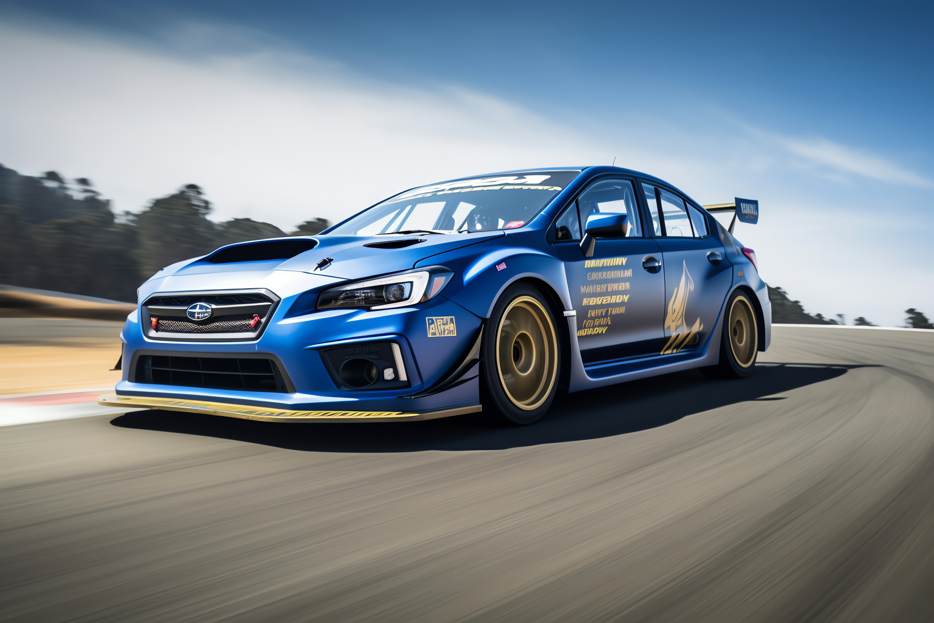 Subaru WRX at Laguna Seca, Type RA variant, circuit speed achievement, advanced suspension system, motorsport setting, HD Desktop Wallpaper