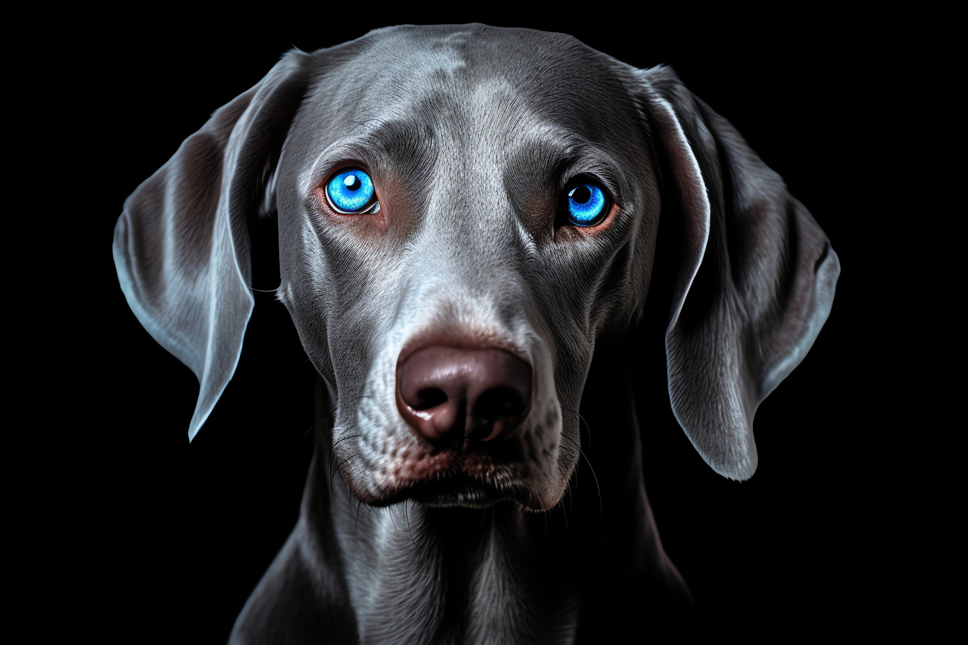 Weimaraner portrait, dog features, attentive pet, strong breed, graceful animal, HD Desktop Image