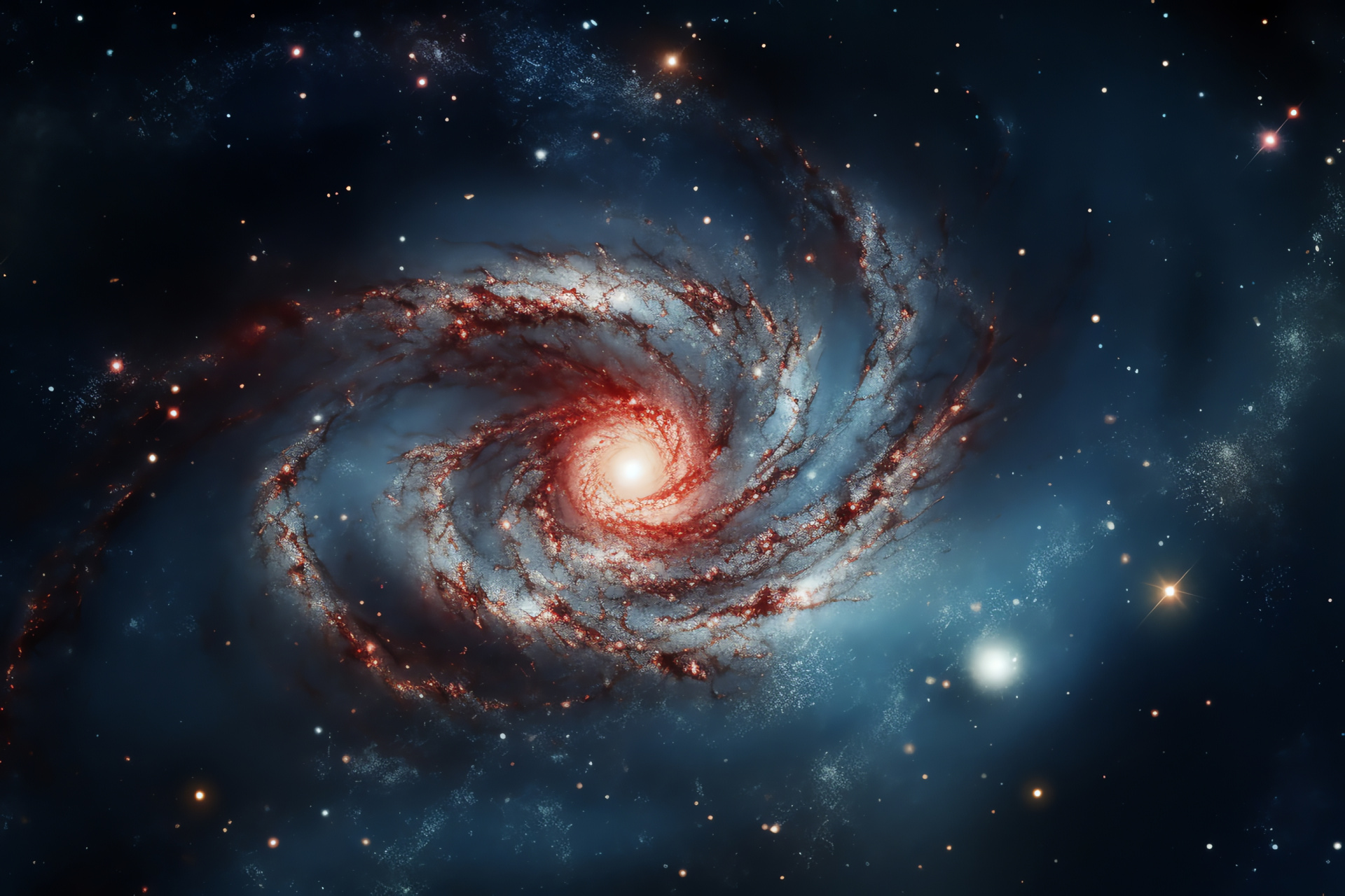 Grand spiral galaxy, Whirlpool Galaxy grandeur, Celestial structure M51, Galactic arm brilliance, Deep space observation, HD Desktop Image