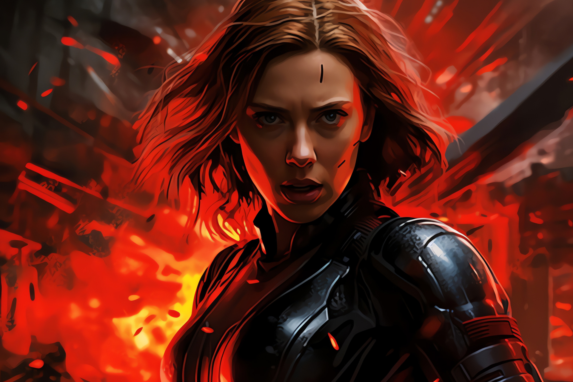 Mission-focused Black Widow, Covert operation, Guarded perimeter, Heroic entry, Tactical gear, HD Desktop Image