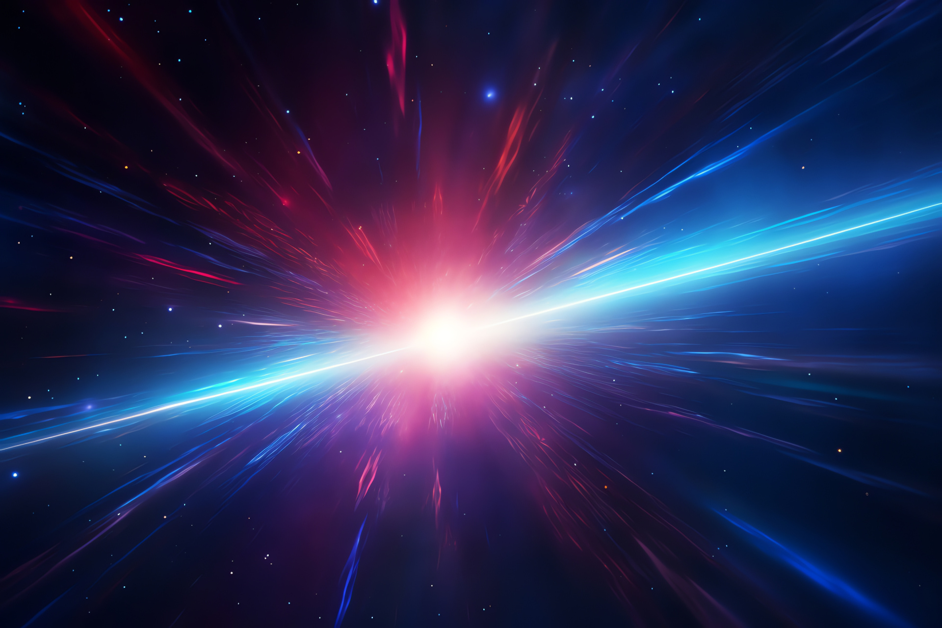 Quasar brilliance, Energy release in space, Light beams across universe, Multicolored astral phenomenon, Space distance marker, HD Desktop Wallpaper