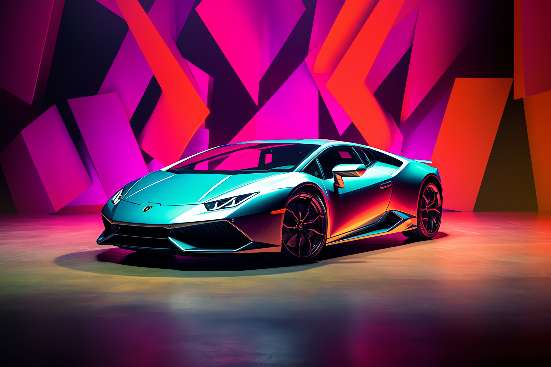 Elevated Lamborghini perspective, Triple-tone creativity, Italian design language, Bold visual accents, Engaging presentation, HD Desktop Image