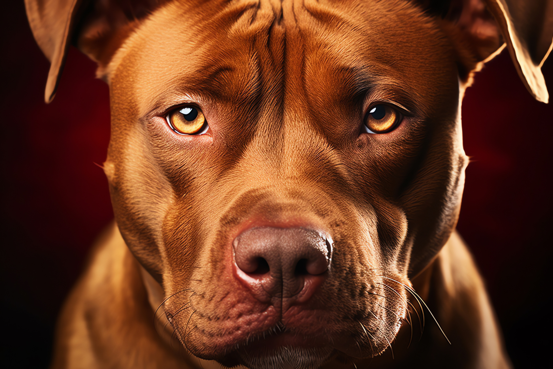 Red Nose Pitbull pet, Luna's facial features, Bicolor fur, Multicolored backdrop, HD Desktop Wallpaper