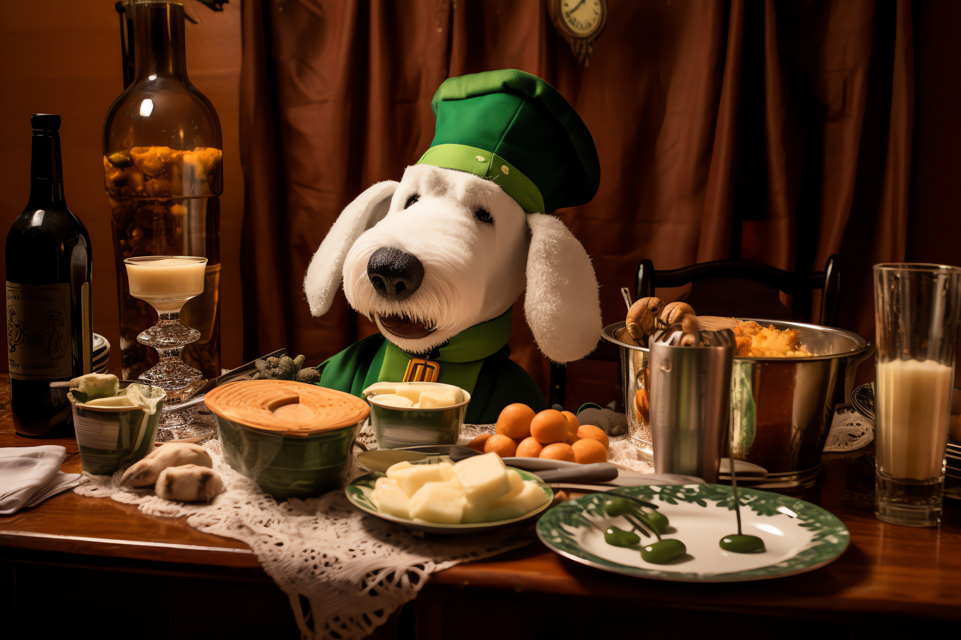 Snoopy St. Patrick's celebration, Irish traditional holiday, Cartoon leprechaun fun, Culinary delights, Gaelic feast, HD Desktop Wallpaper