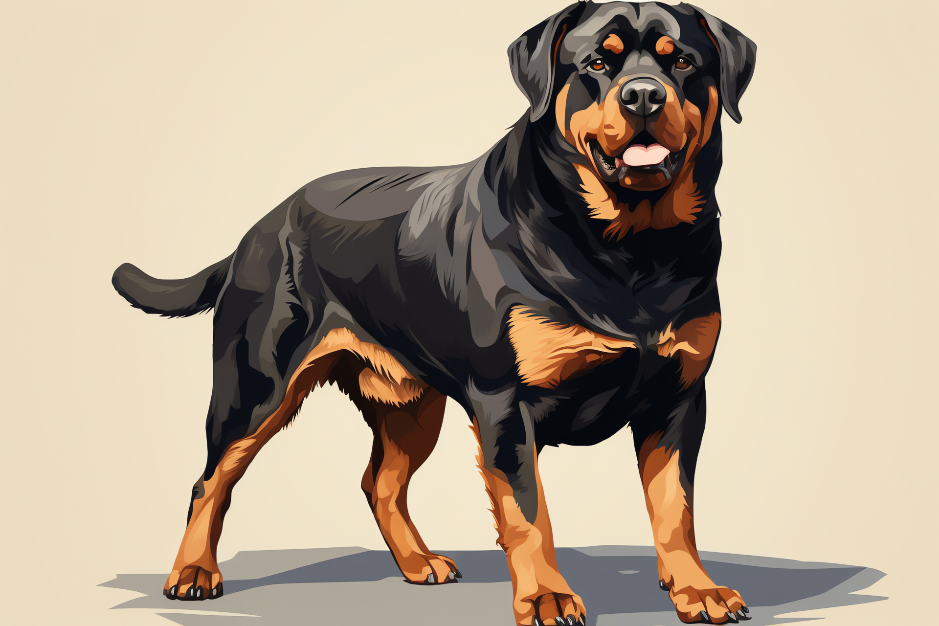 Majestic Rottweiler, dog brown eyes, short-haired canine, Rottweiler poised demeanor, dog elegant silhouette, HD Desktop Wallpaper