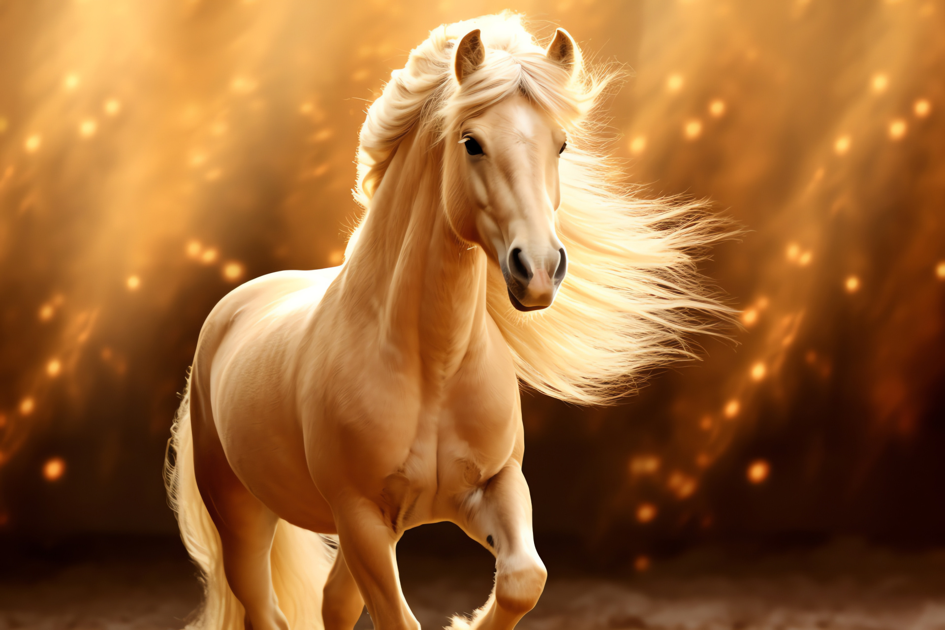 Equine Pony, palomino breed, golden equine hide, fair equine hair, lustrous ambiance, HD Desktop Wallpaper