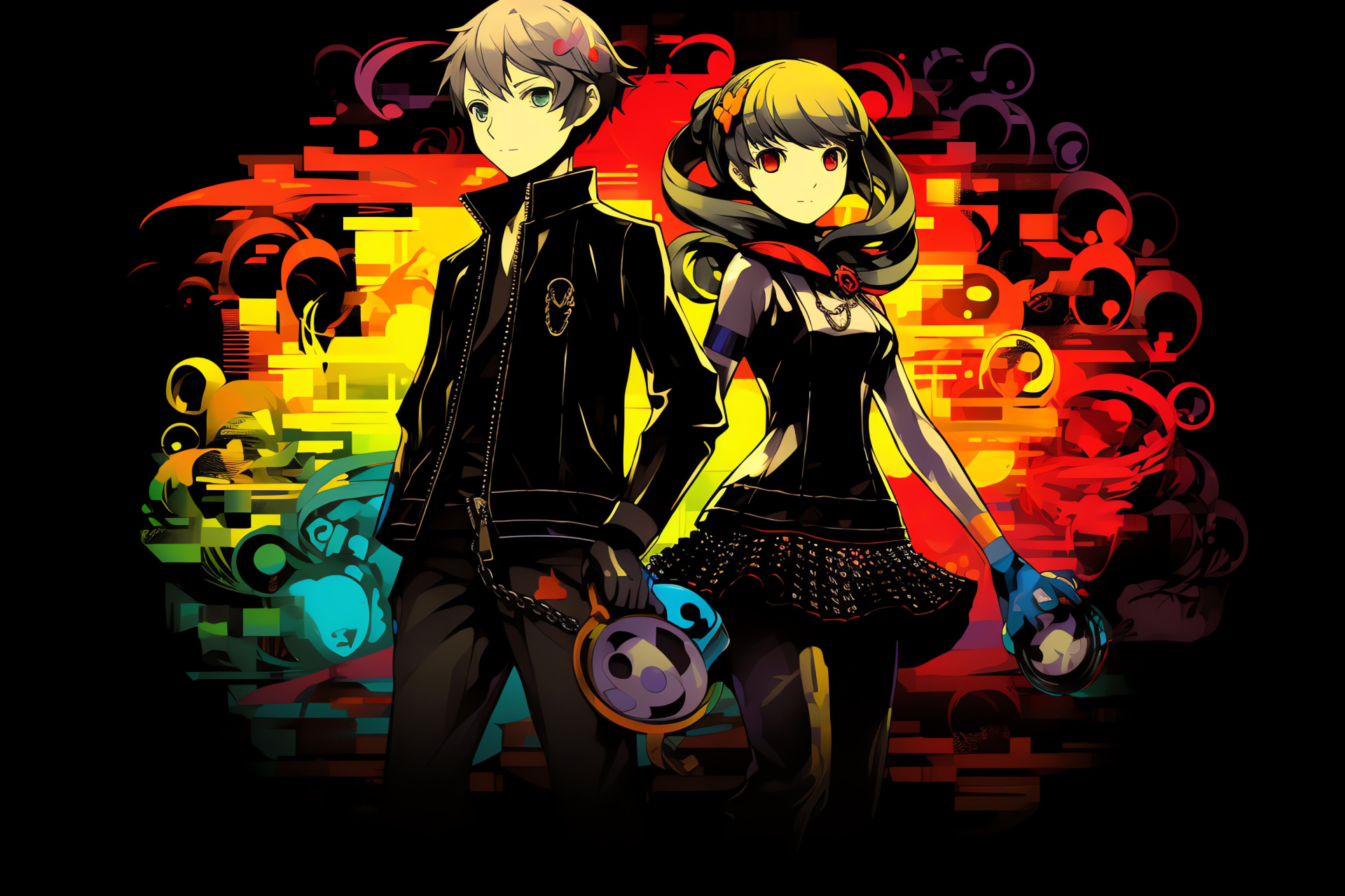 Persona Q party, Japanese RPG members, Detective theme characters, School time mystery, Gaming experience, HD Desktop Image