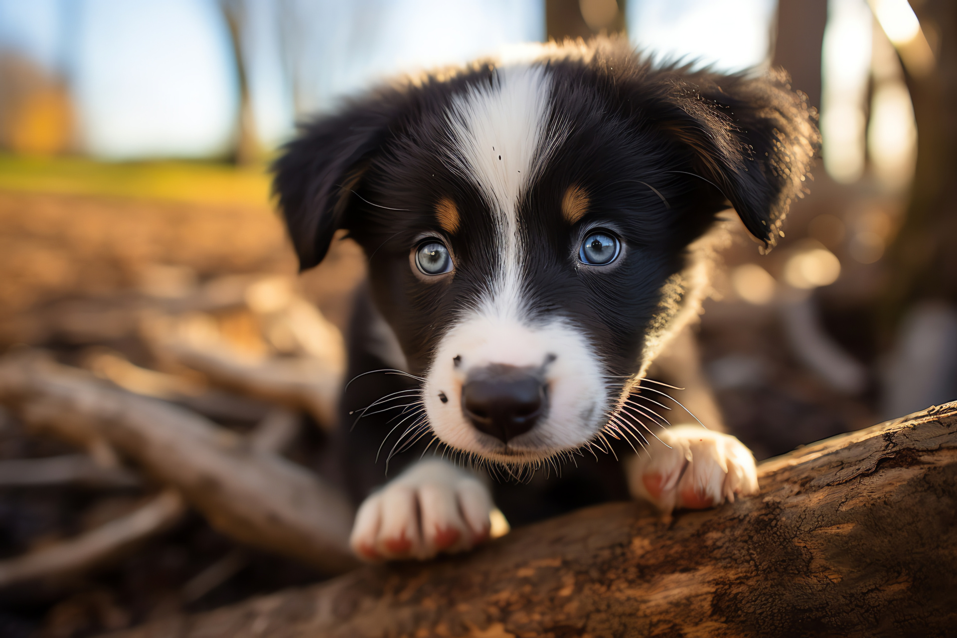 Border Collie puppy, Heterochromic irises, Canine agility, Soft-textured coat, Obstacle trainer, HD Desktop Image