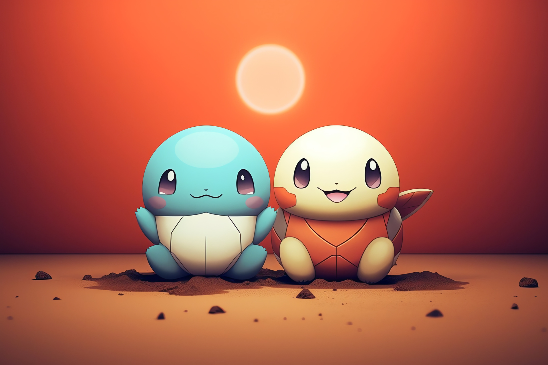 Tiny Squirtle, Clairvoyant Togepi, Aquatic carapace, Eggshell creature, Bi-color simplicity, HD Desktop Image