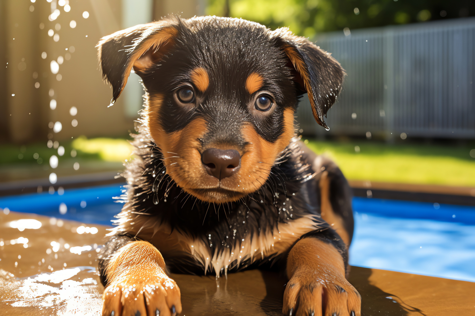 Rottweiler puppy eyes, youthful canines, contrasting fur, tactile imagery, distinctive markings, HD Desktop Image