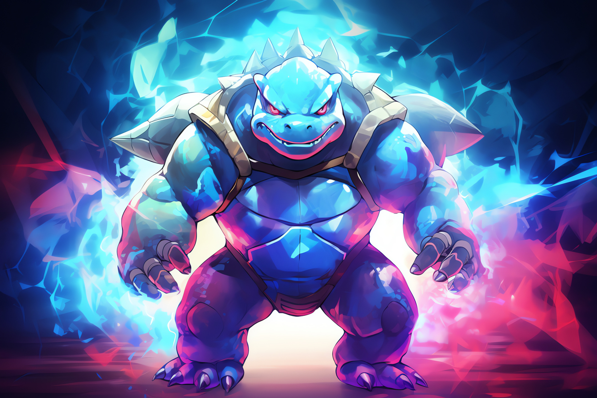 Blastoise figure, Kanto region origin, Cannons feature, Blue shell Pokemon, Shell Smash technique, HD Desktop Image