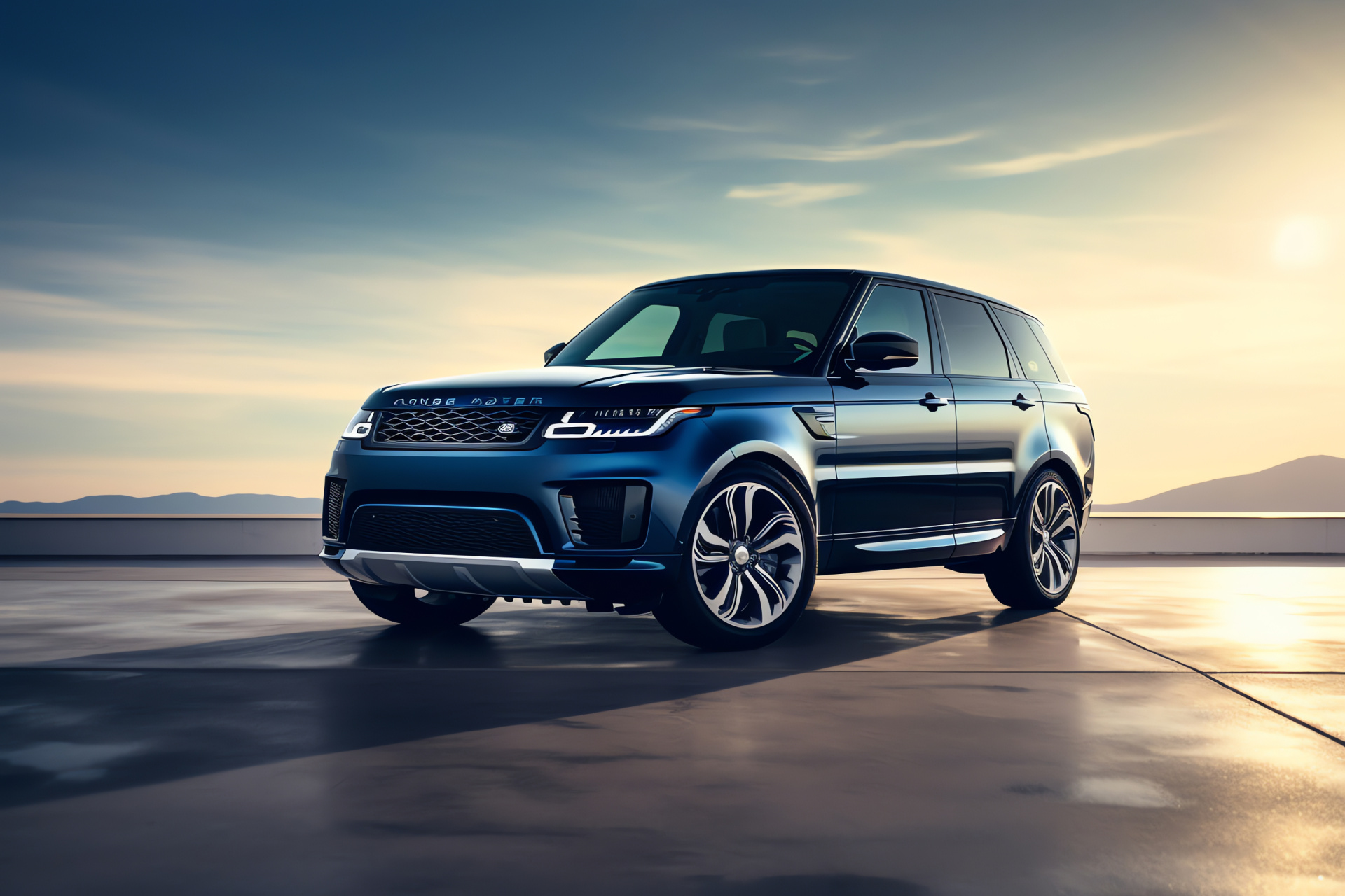 Range Rover Sport 2018, Elevated perspective, Tri-tone scenery, Opulent motoring, British craftsmanship, HD Desktop Image