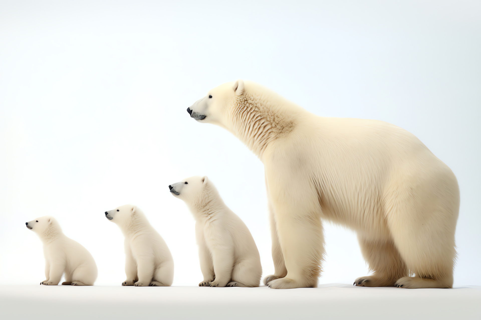 Polar Bear offspring, Family of bears, Mild fur colors, Simple abstract background, Bear bonding, HD Desktop Wallpaper