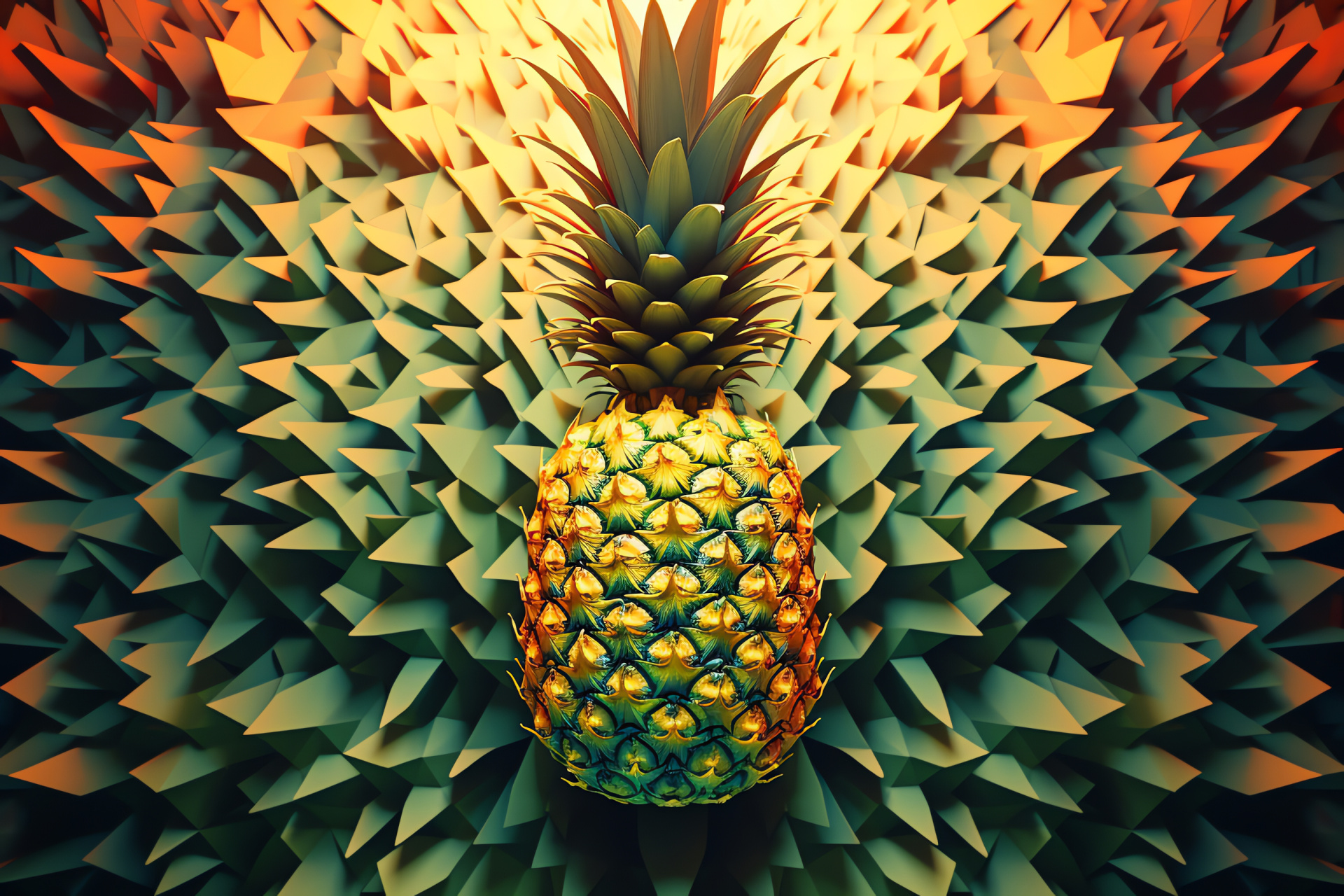 Pineapple, Artistic fruit, Unique fruit presentation, Contemporary art, Pattern design, HD Desktop Image