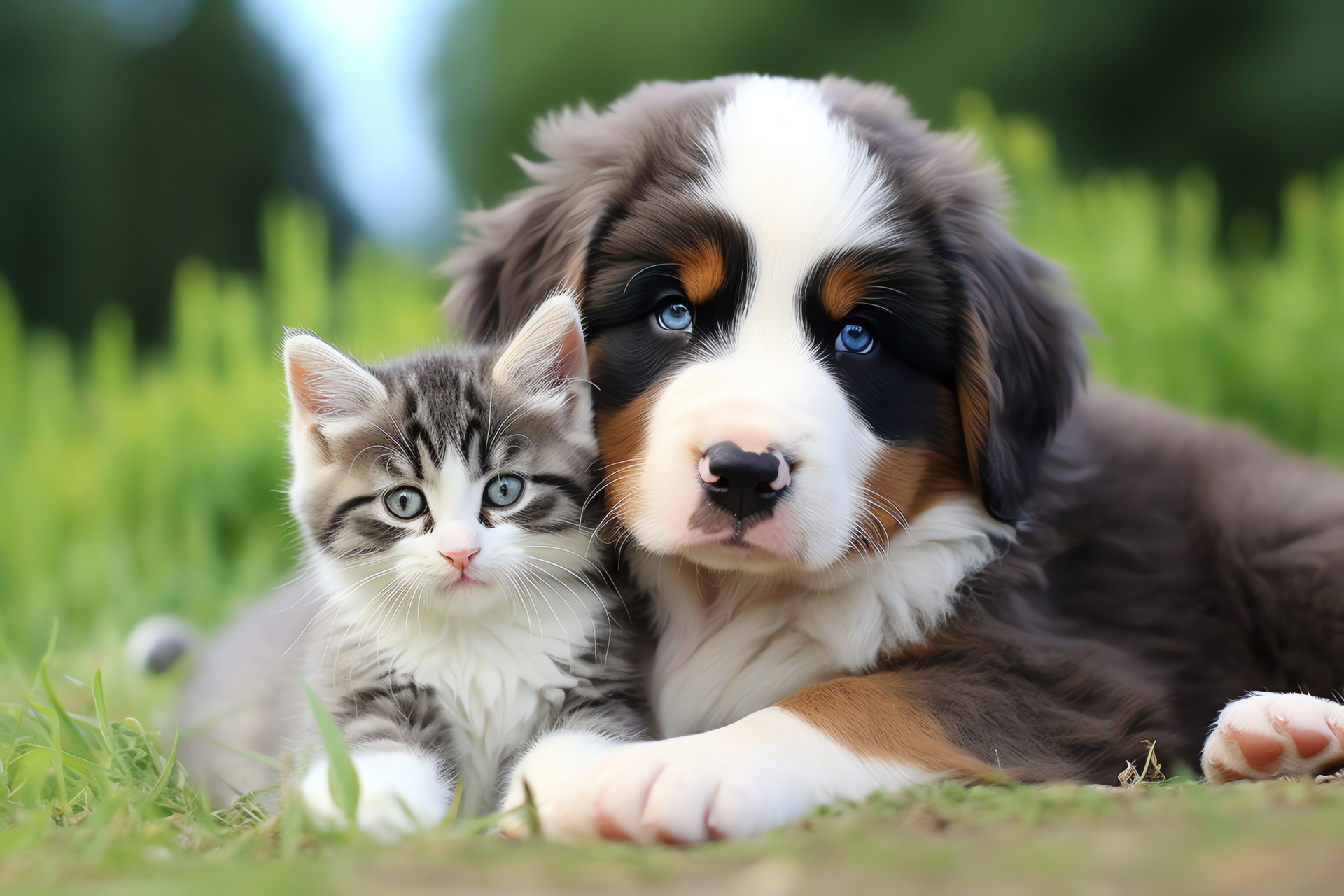 Bernese Mountain Dog, strong stature, Swiss origin, good-natured, family pet, HD Desktop Image