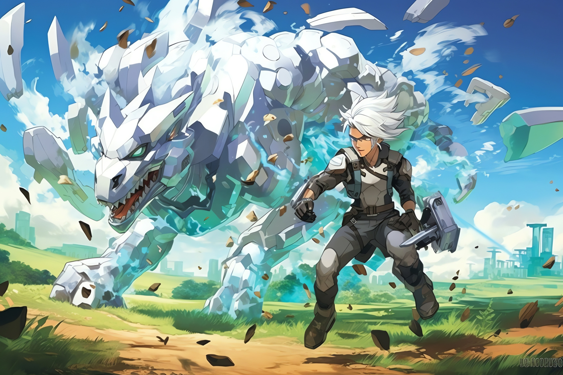 Pokemon White, Steven Stone character, Metagross companion, Meteor Mash move, shiny texture, HD Desktop Wallpaper