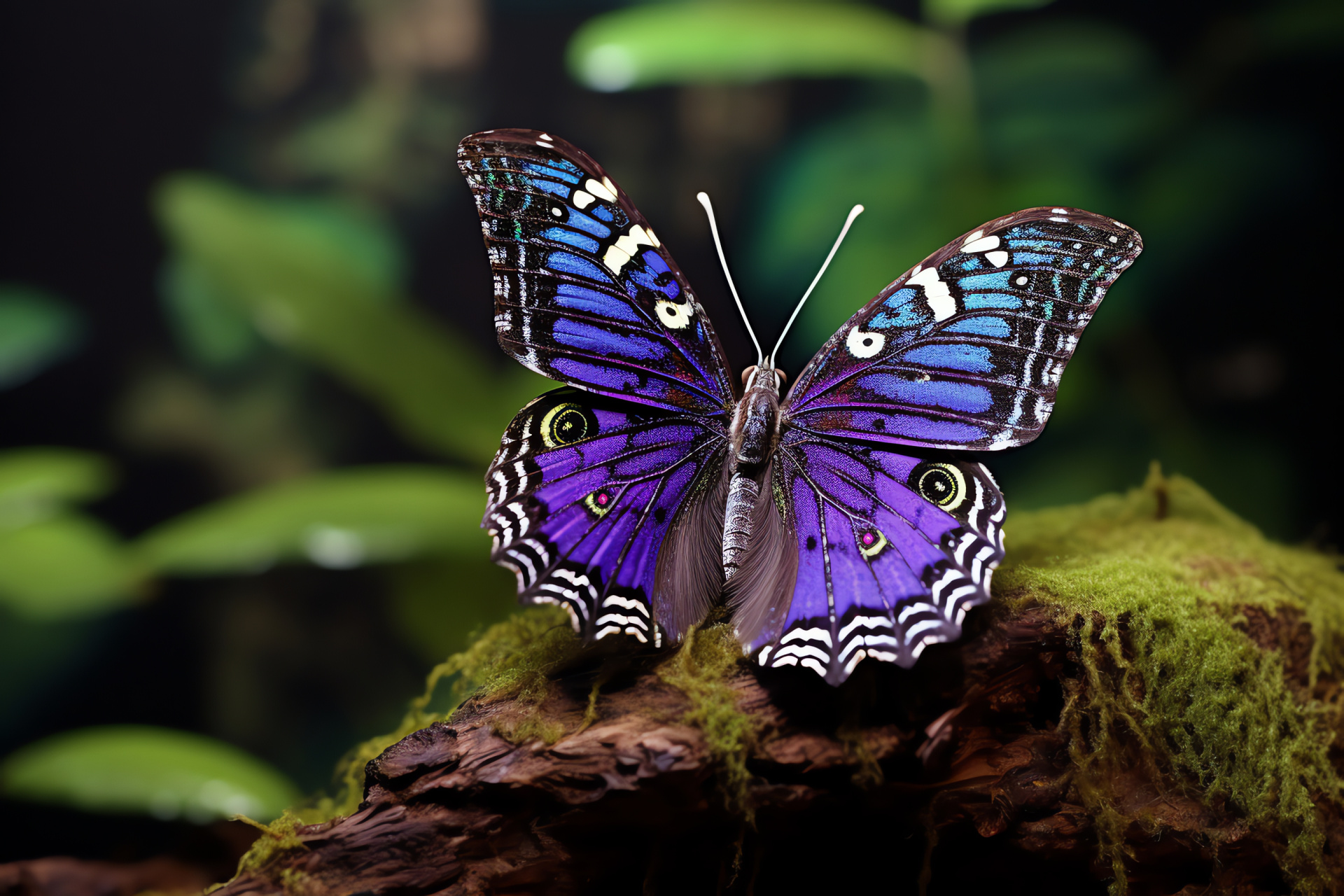 Purple Emperor habitat, Royal hue, Natural embroidery, Forest rock, Humid ecosystem, HD Desktop Image