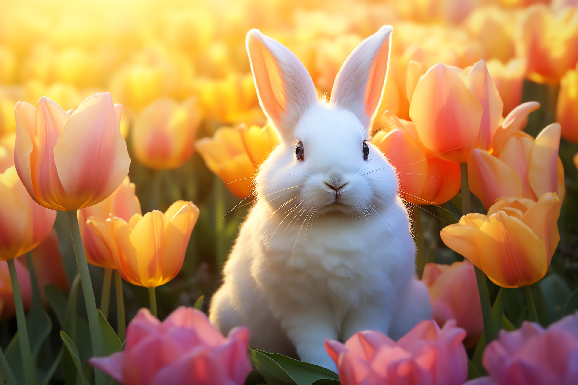 Satin Rabbit, Glistening coat, Golden-eye reflection, Alabaster fur, Snowy comparison, HD Desktop Wallpaper