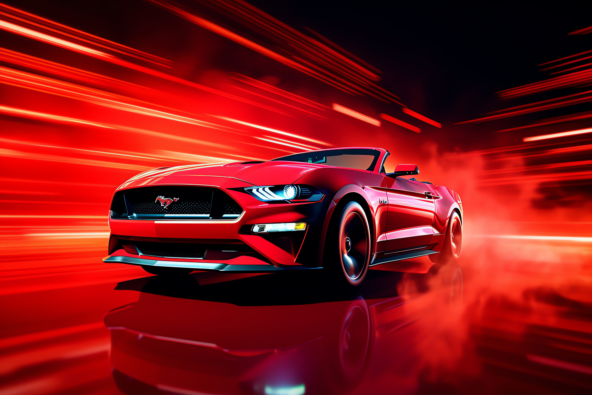 Red Mustang, Bold background, American classic, Sports car stance, Pony car passion, HD Desktop Image