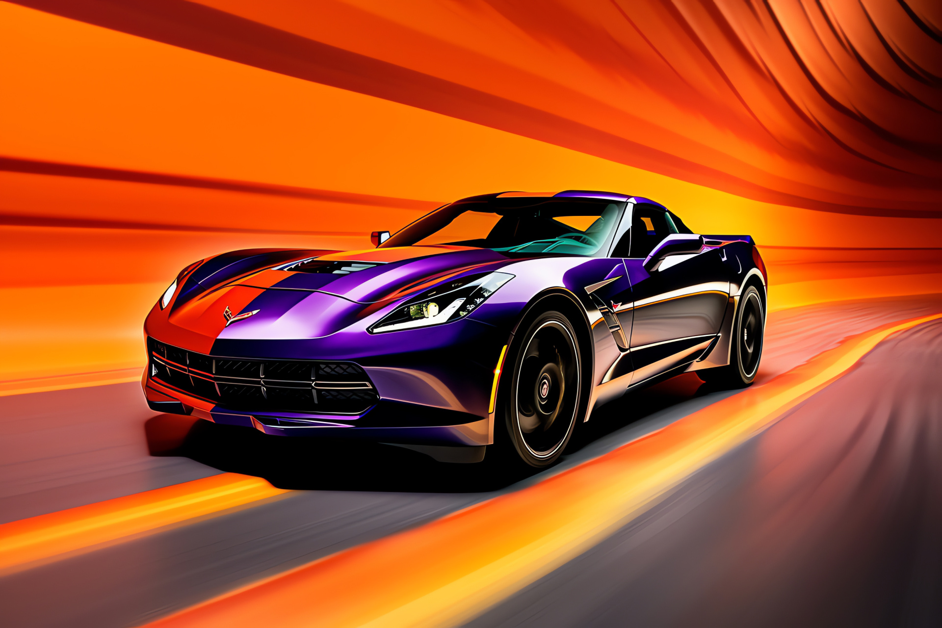 Chevrolet Corvette Stingray, Sports car photography, American muscle, Triple-tone backdrop, Automotive style, HD Desktop Wallpaper