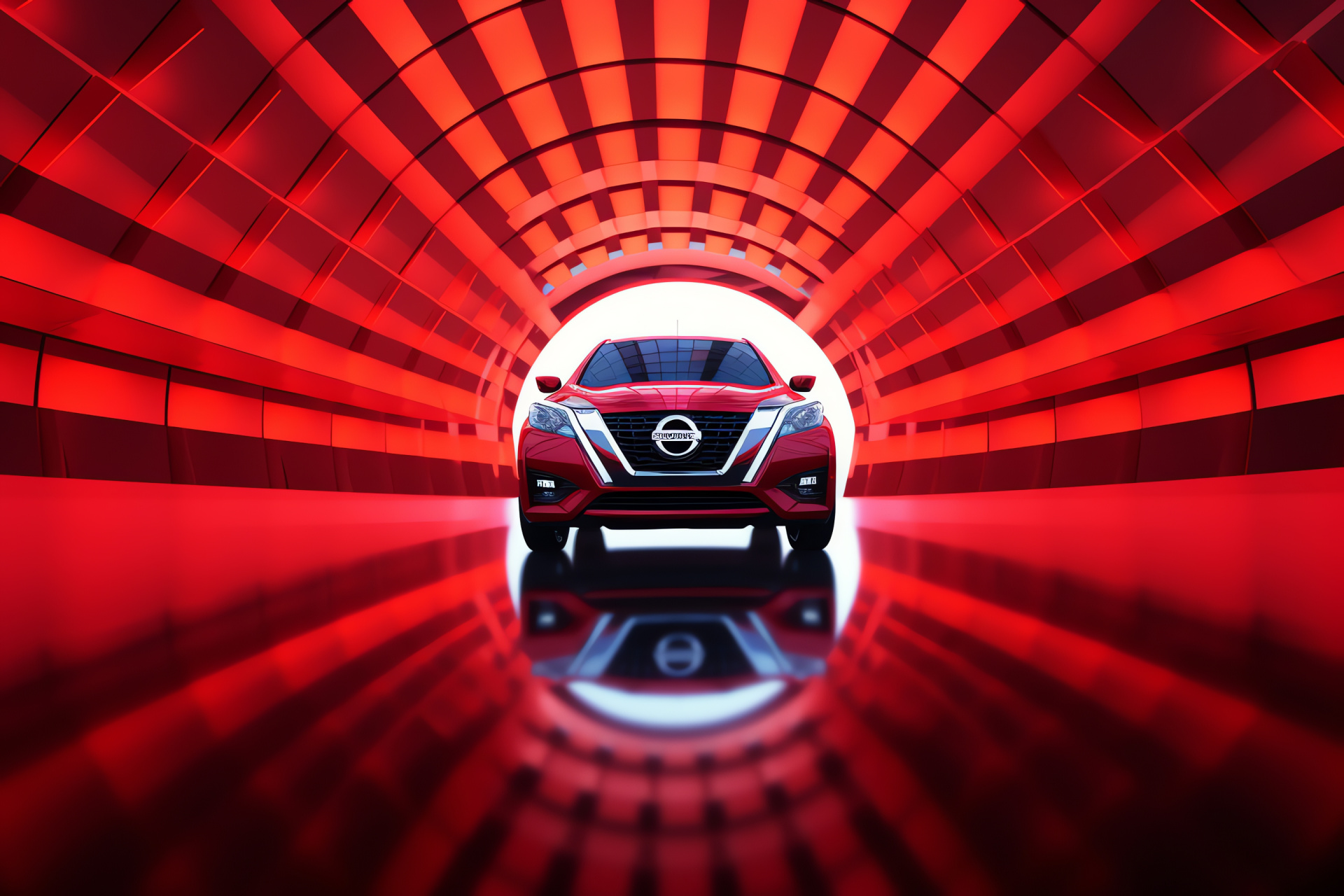 Nissan sign, Three-color backdrop, Vivid triple scheme, Automotive symbol, Japanese manufacturer logo, HD Desktop Image