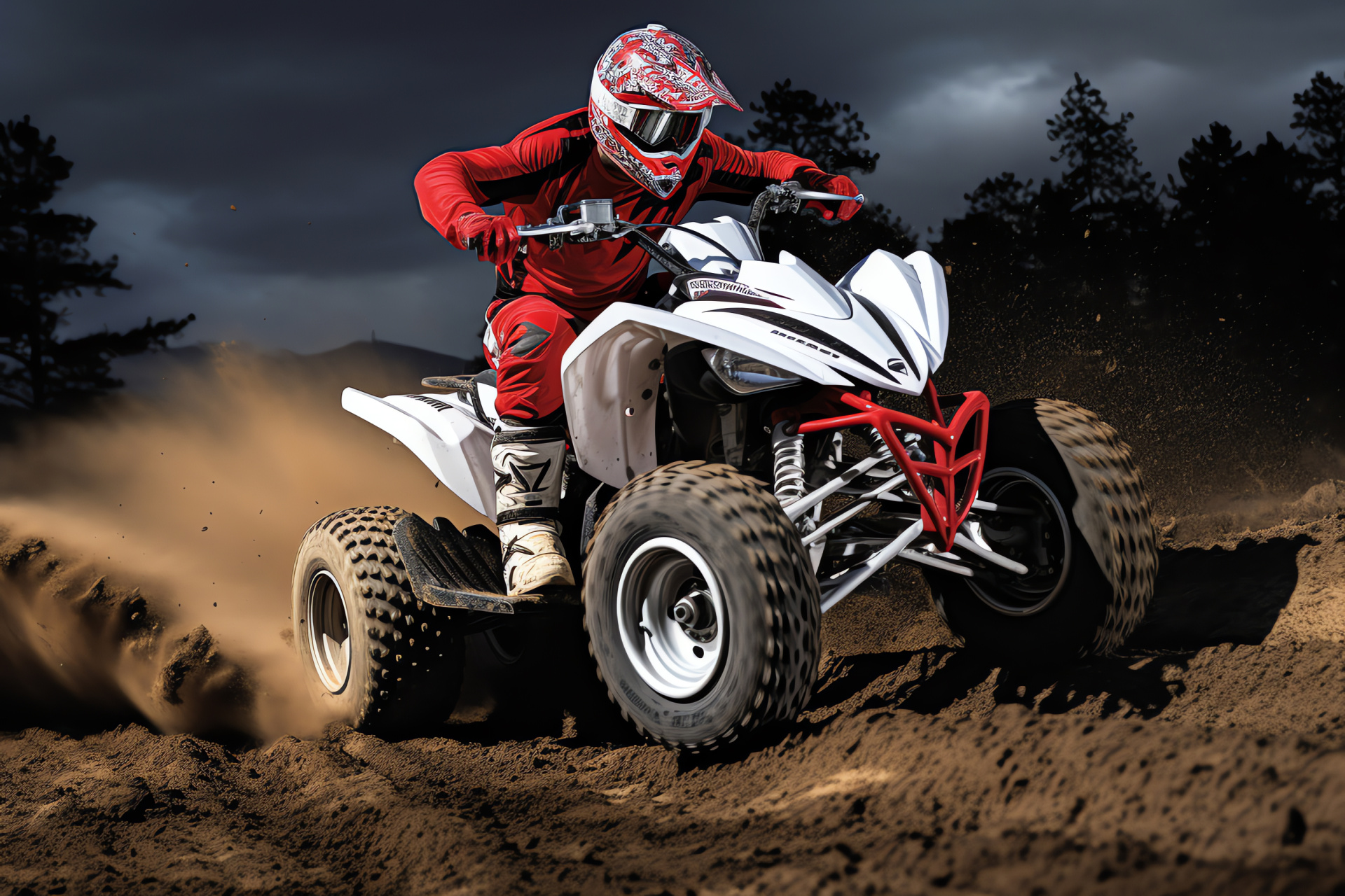 Raptor 700R ATV, Motocross action, Sporty exterior, Optimized clearance, Dirt track ready, HD Desktop Image