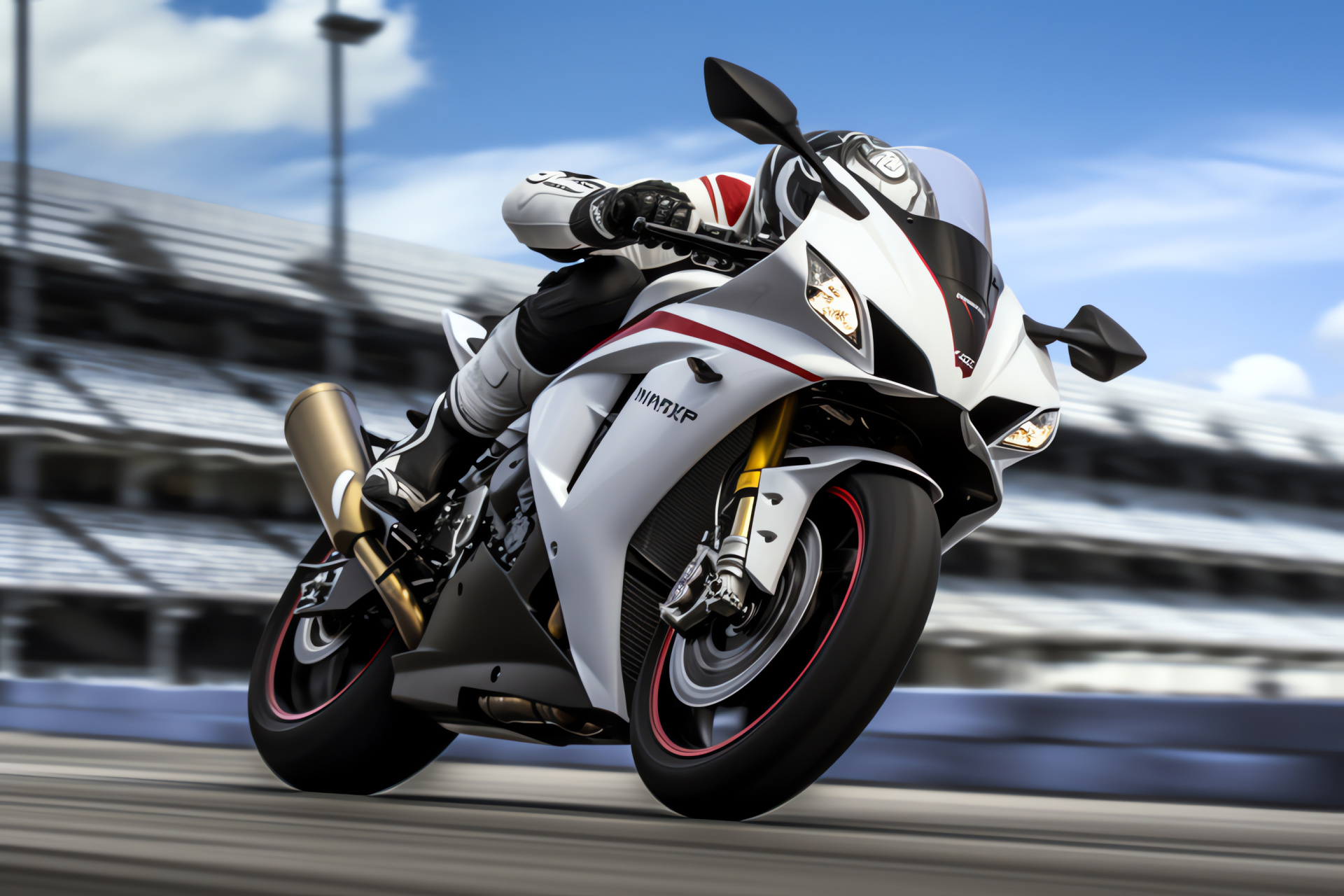 Triumph Daytona model, Speedway appearance, Motorcycle design simplicity, Unique exhaust echo, Racing venue, HD Desktop Image