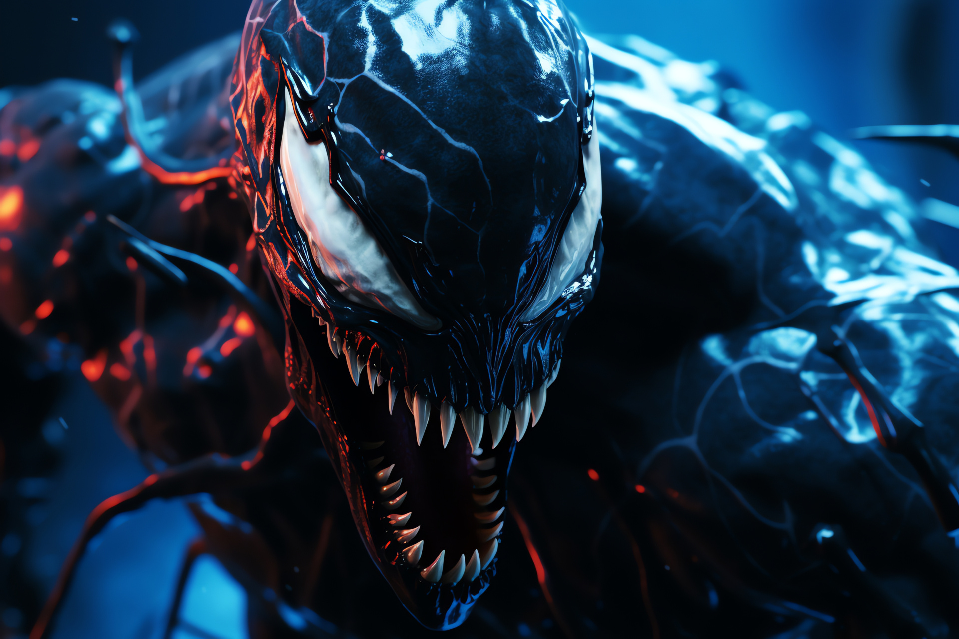 Marvel's Venom, Symbiote character, Superhero genre, Sinister villain, Menacing stance, HD Desktop Image