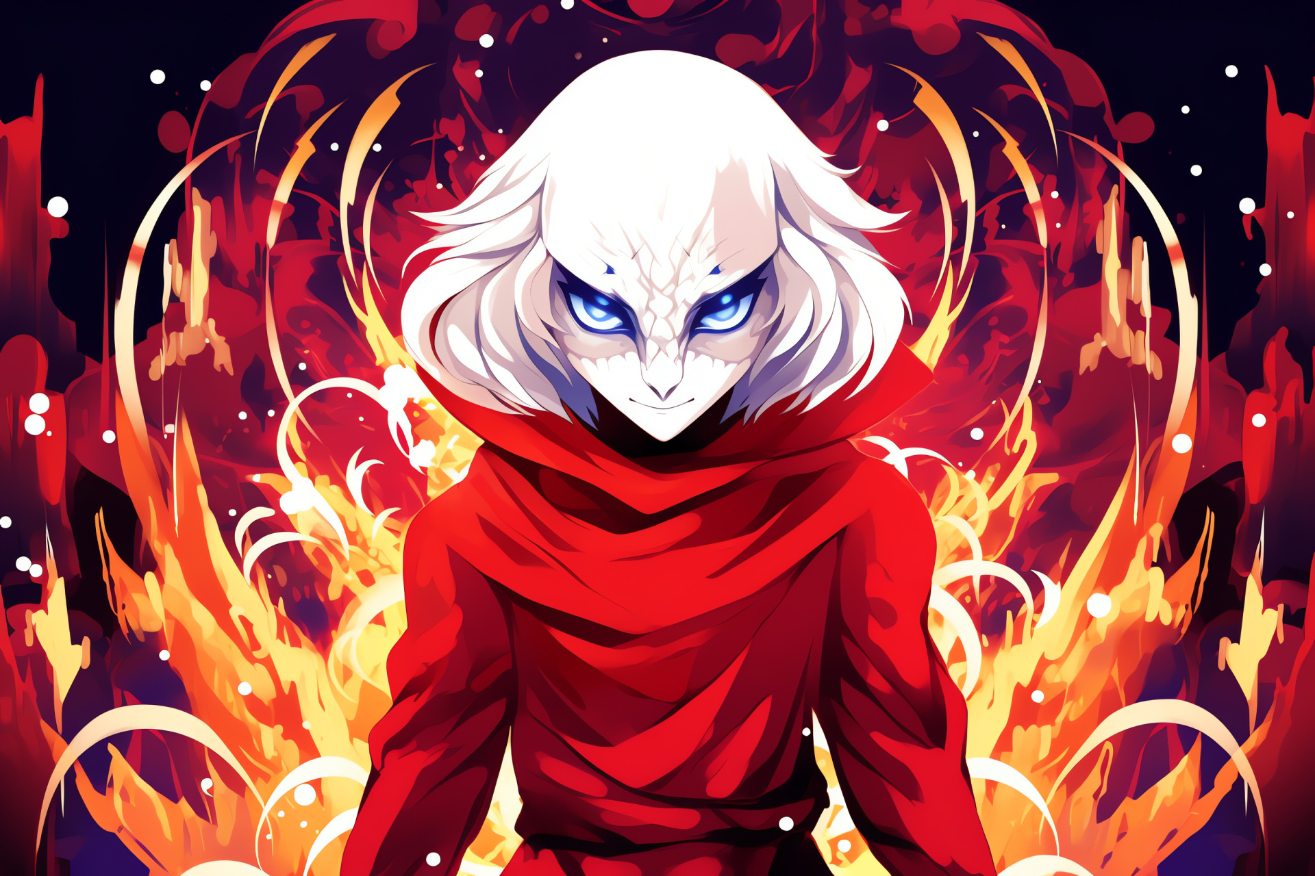 Prince Asriel's regality, Royal stance, Lavender oculars, Solemn setting, Vermeil shade, HD Desktop Image