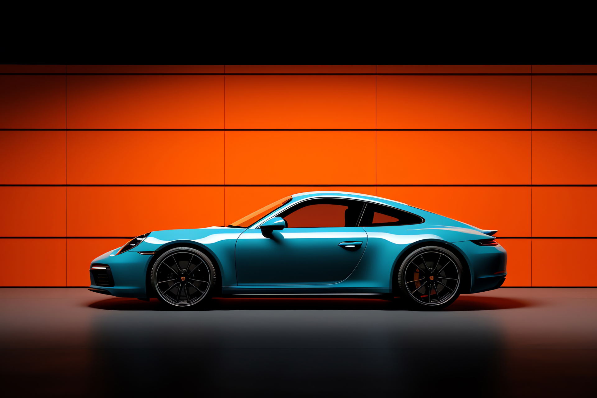 Porsche 911 coupe, Two-tone backdrop, Aerodynamic silhouette, Streamlined design, Automotive elegance, HD Desktop Wallpaper