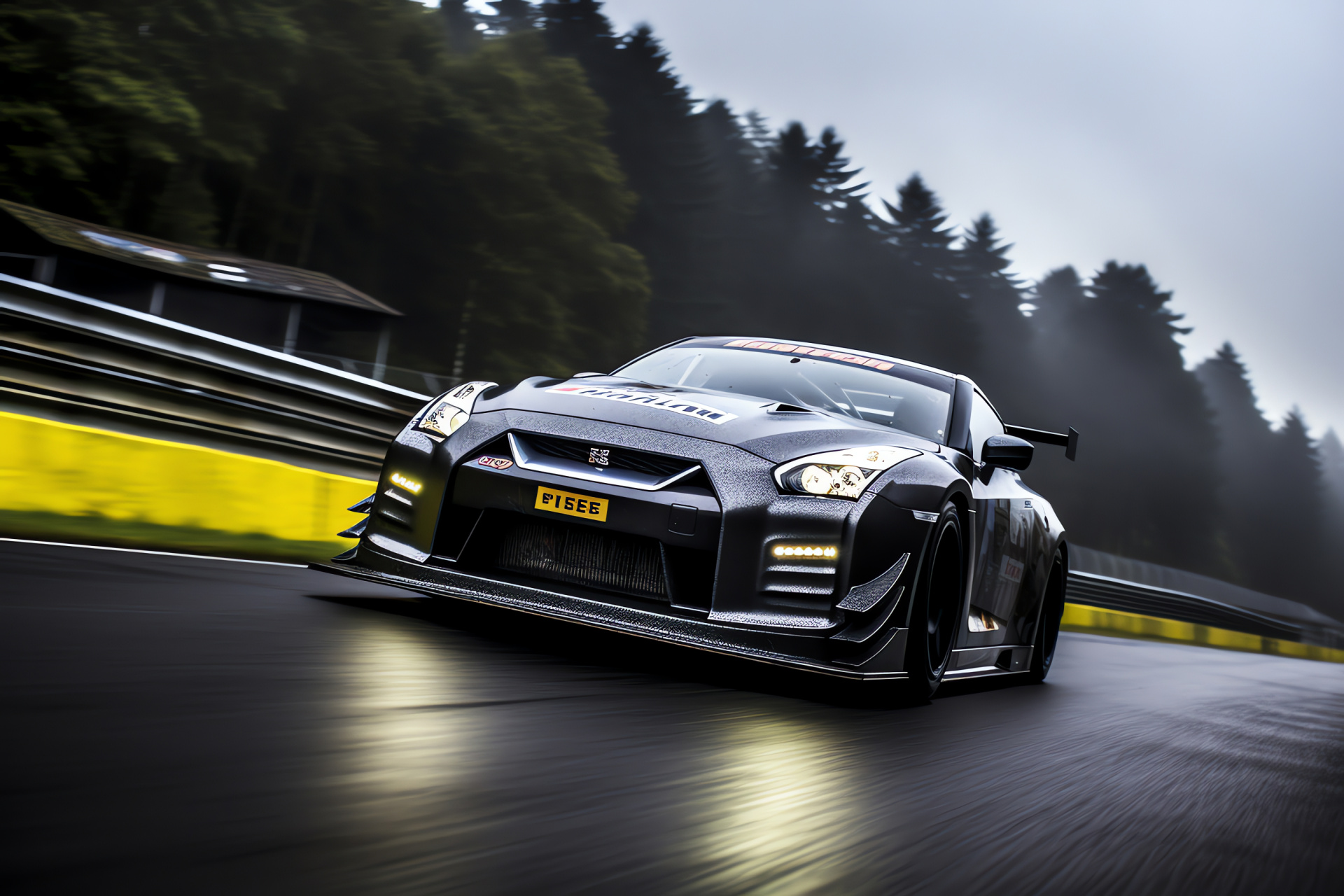 Nissan GTR HD, German Nrburgring circuit, Sportscar track agility, High-speed body contouring, Driver-focused posture, HD Desktop Wallpaper