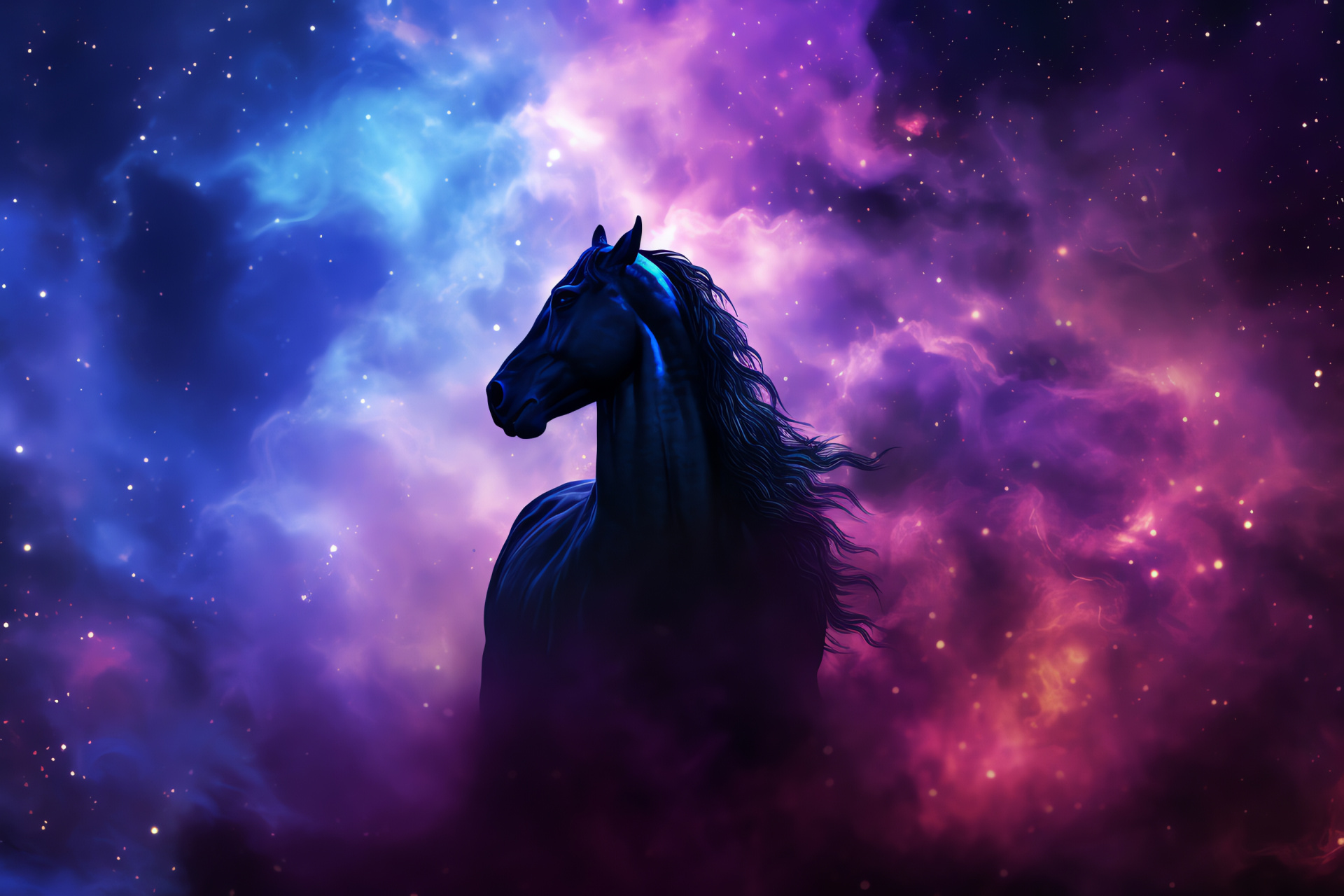 Nebular dark horse, Cosmic contrast, Astronomical photography, Universe hues, Space silhouette, HD Desktop Wallpaper