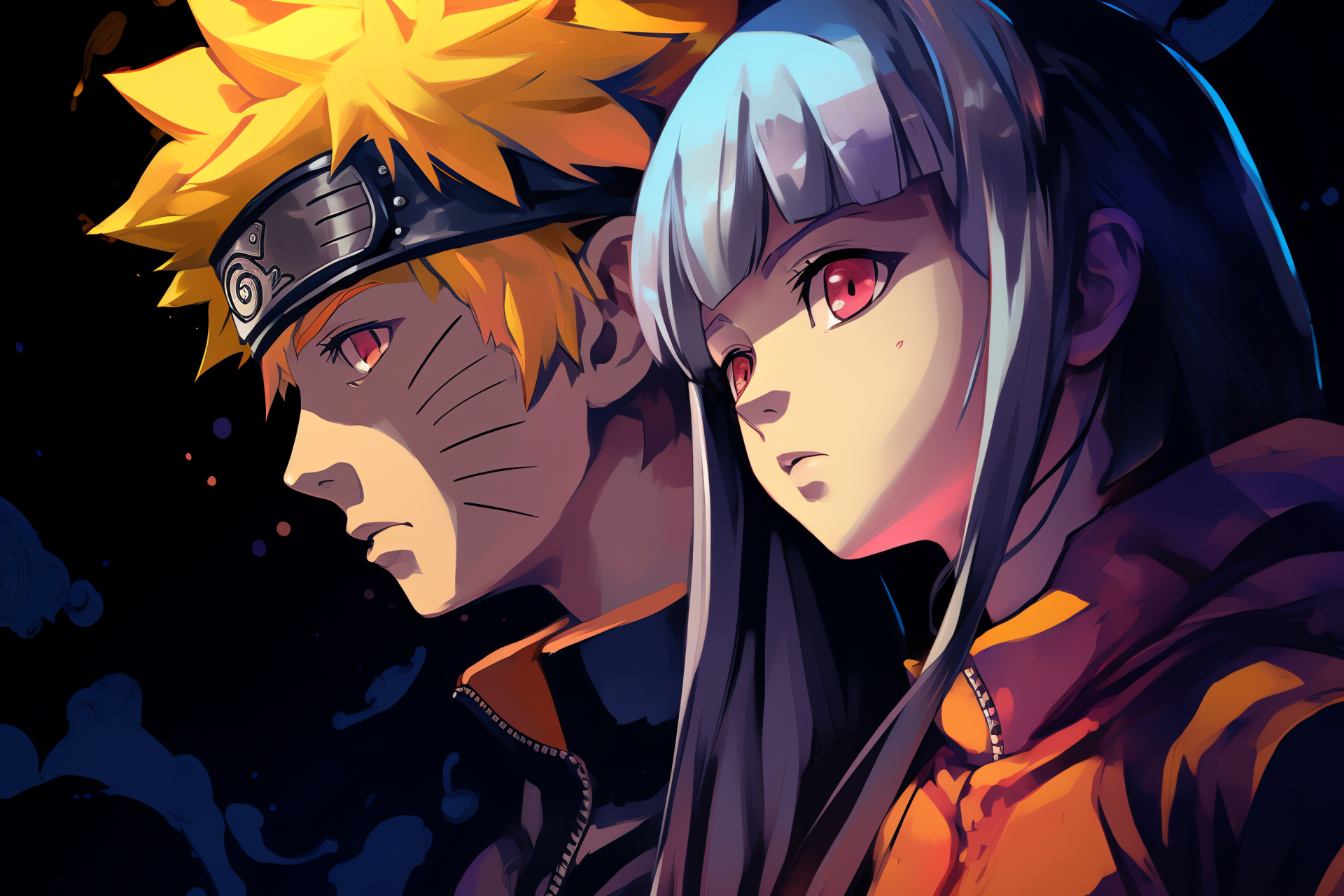 Naruto Hinata closeness, Romantic anime, Loving gaze, Protagonist hair, Ninja companions, HD Desktop Wallpaper