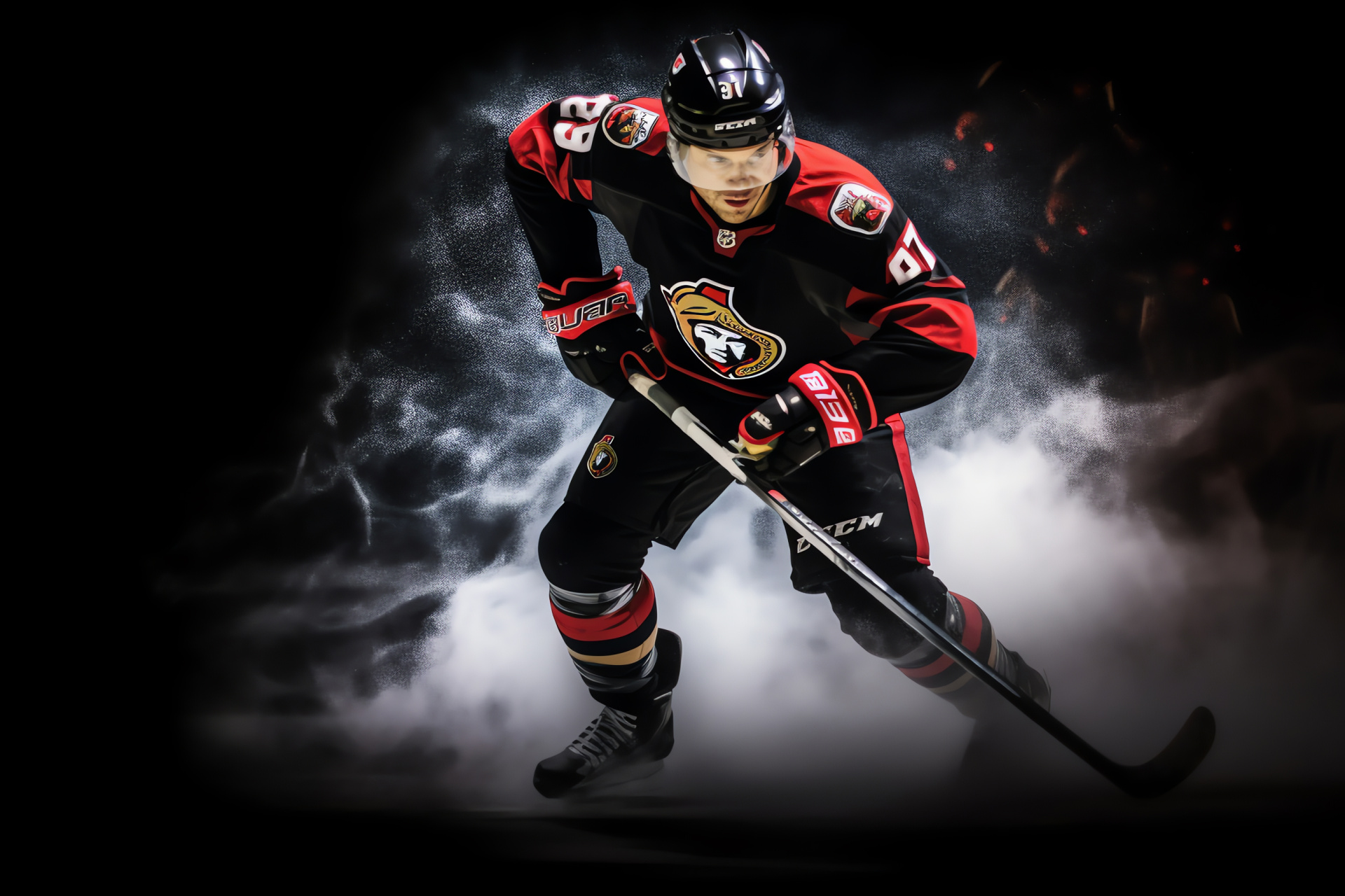 Alexei Yashin, Ottawa Senators, Ice hockey, Facial features, Game equipment, HD Desktop Image