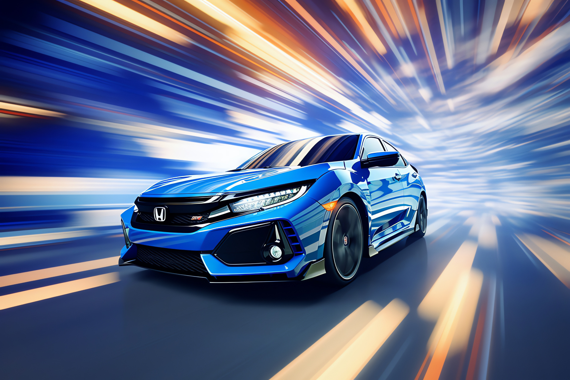 Honda Civic Type R, Hot hatch, Racing stance, Patterned environment, High contrast colours, HD Desktop Image