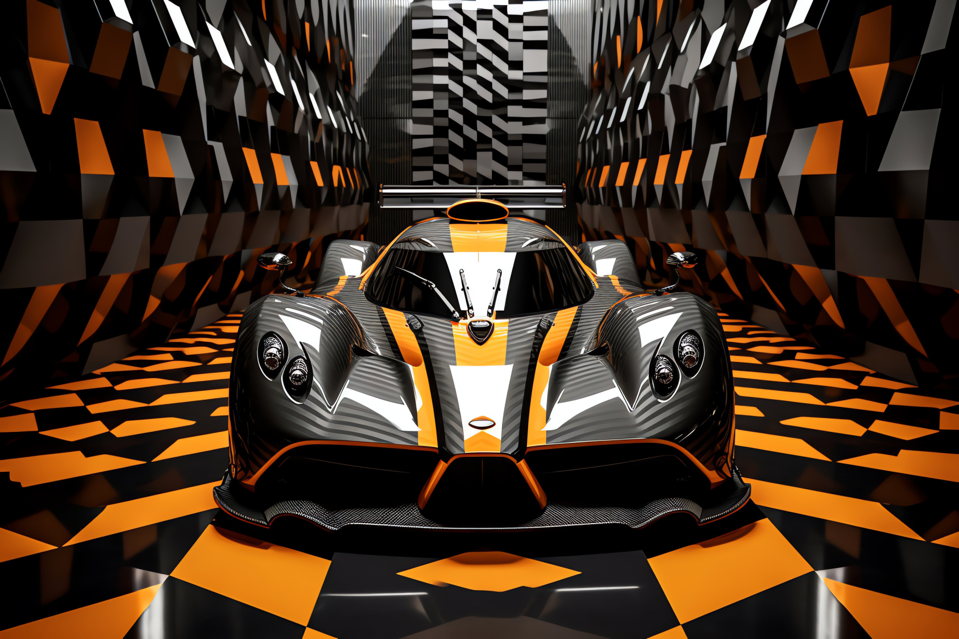 Pagani Zonda F Supercar, Overhead shot, Artistic background, Contrast design, Italian craftsmanship, HD Desktop Wallpaper