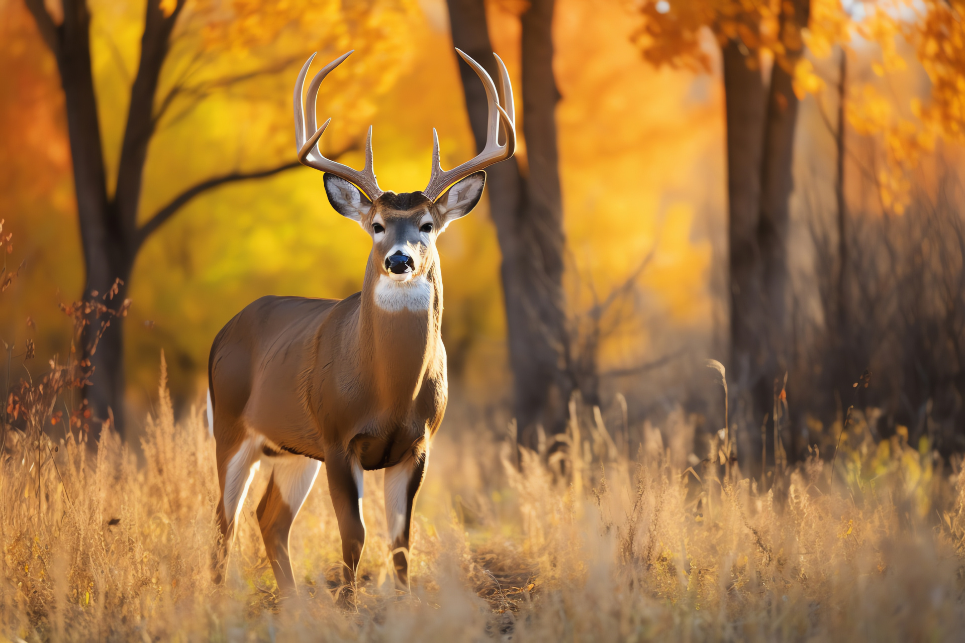 Whitetail Buck, chestnut coat, tawny gaze, verdant pasture, tranquil scene, HD Desktop Wallpaper