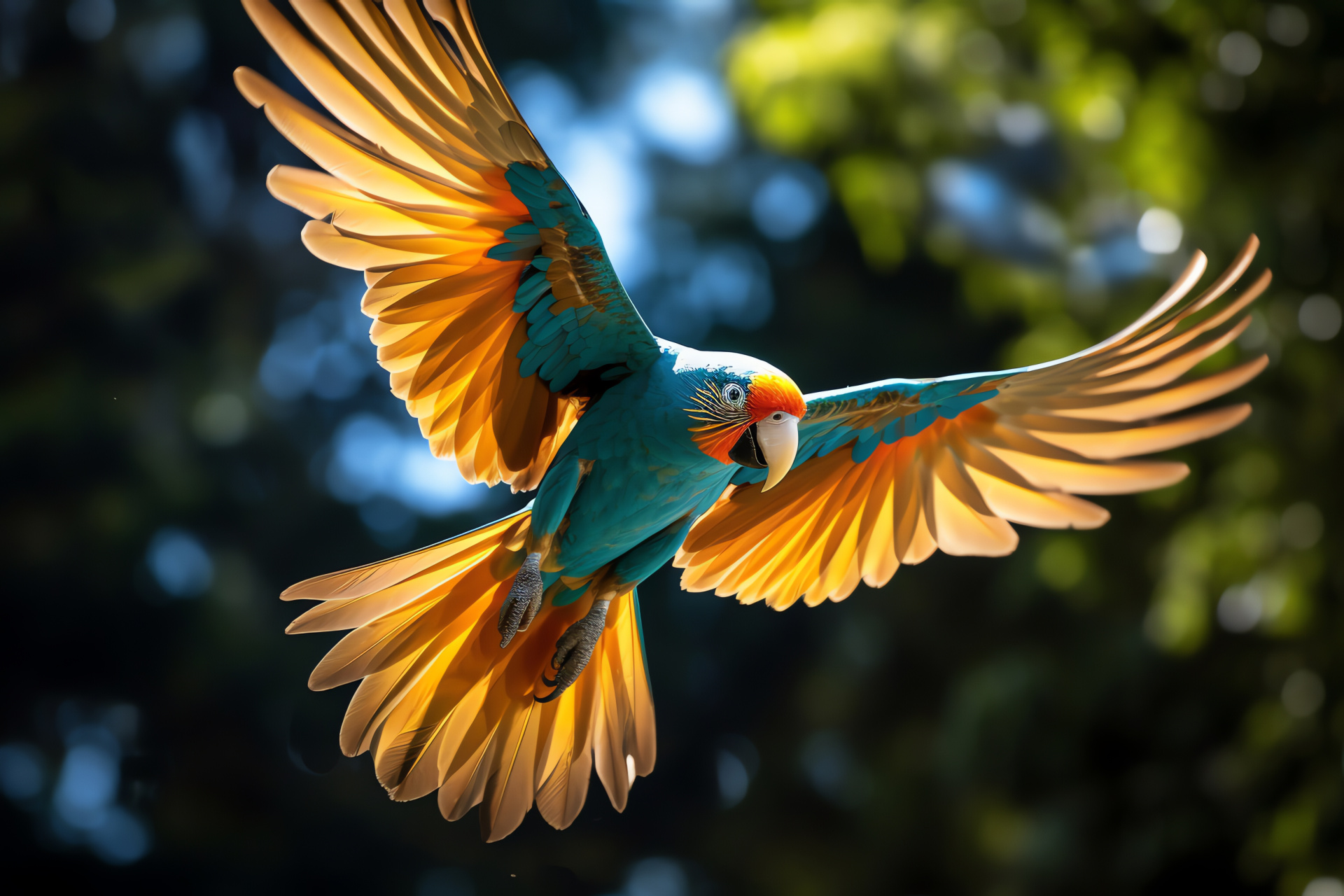 Parakeet, blue feathers, urban park, vibrant coloration, wild avian, HD Desktop Wallpaper