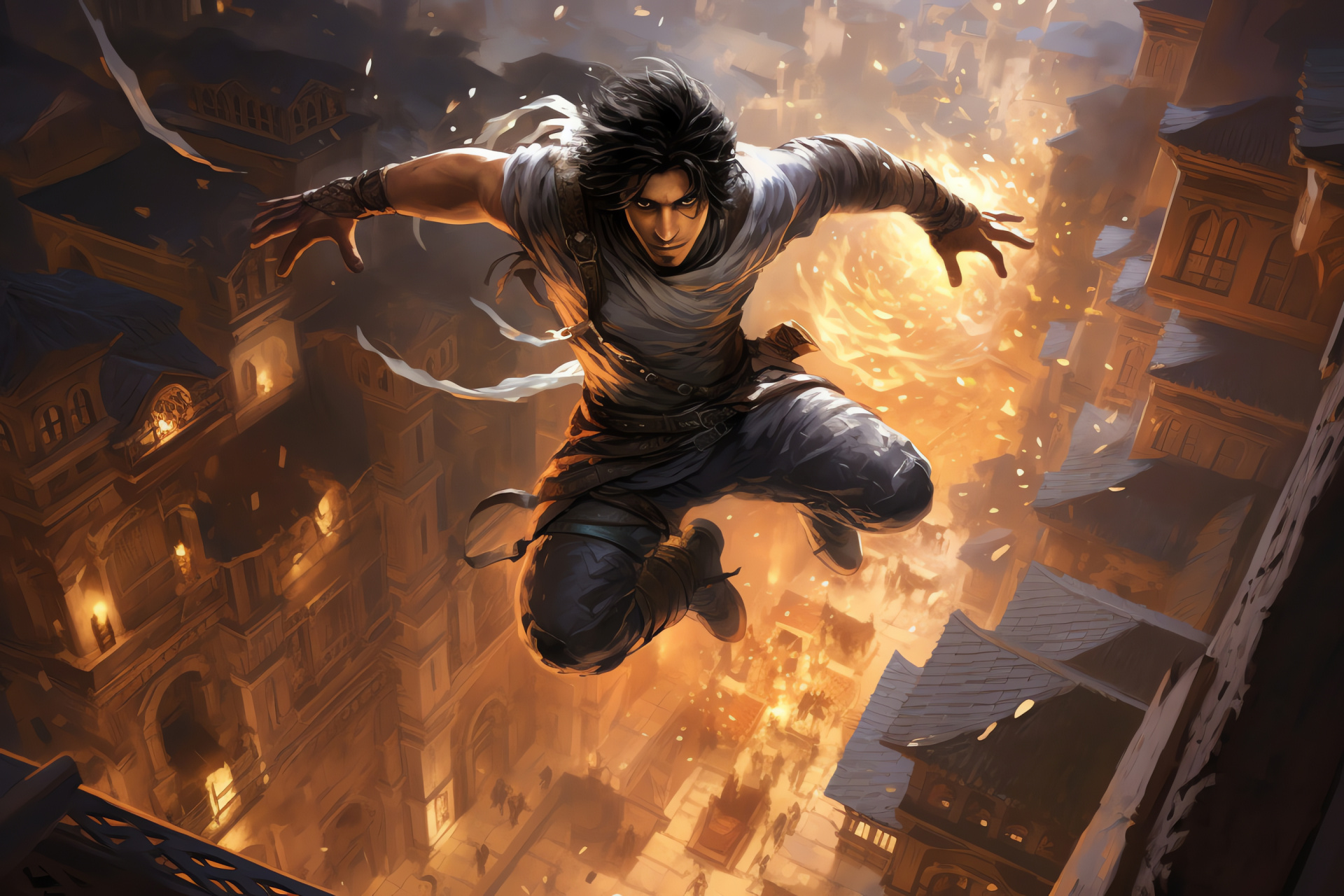 Prince of Persia Two Thrones, in-game battle, kinetic motion, popular gaming series, virtual fantasy hero, HD Desktop Image