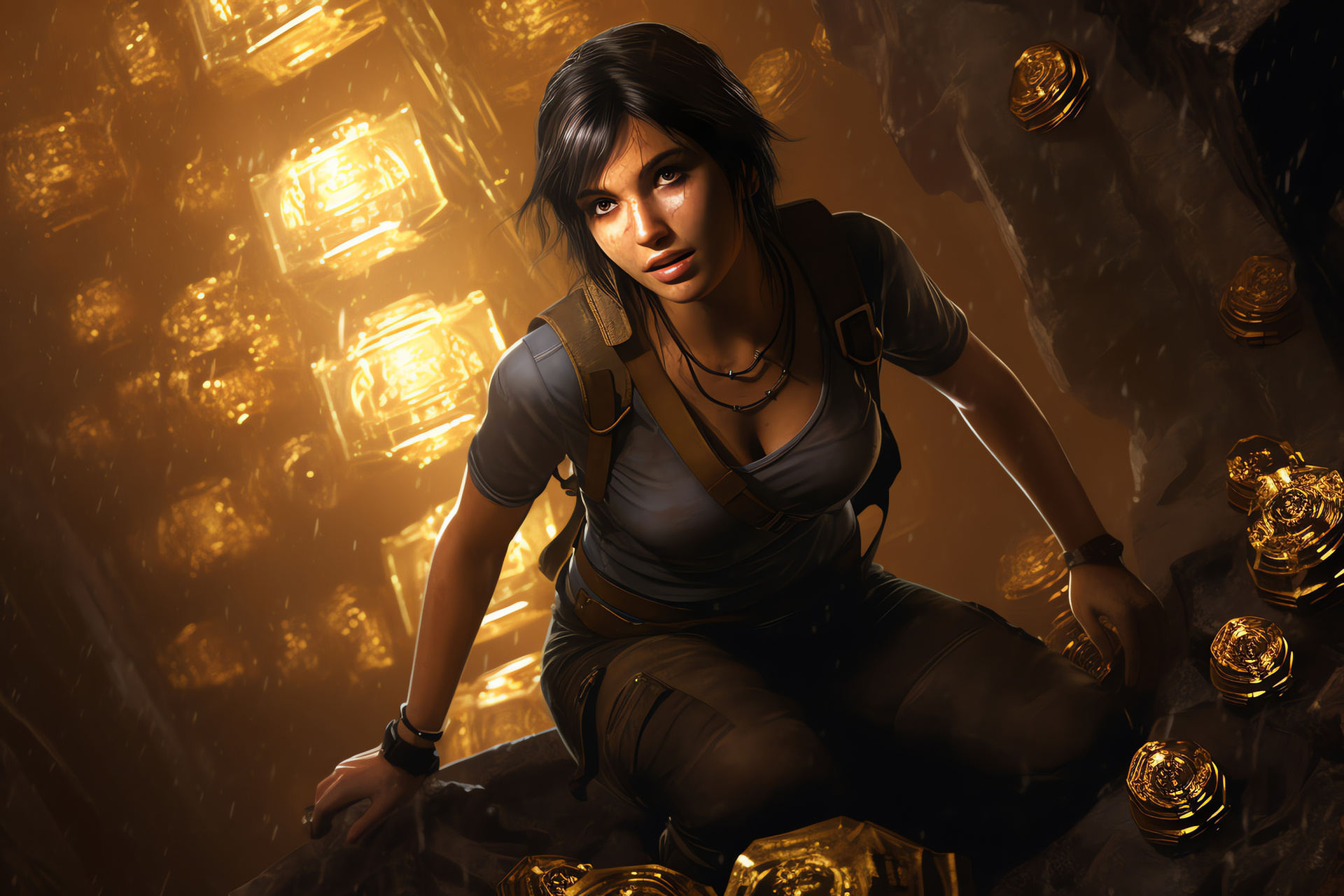 Uncharted 2 adventure, Play Station game, treasure-hunting character, archaeological thrill, cryptic symbols, HD Desktop Image